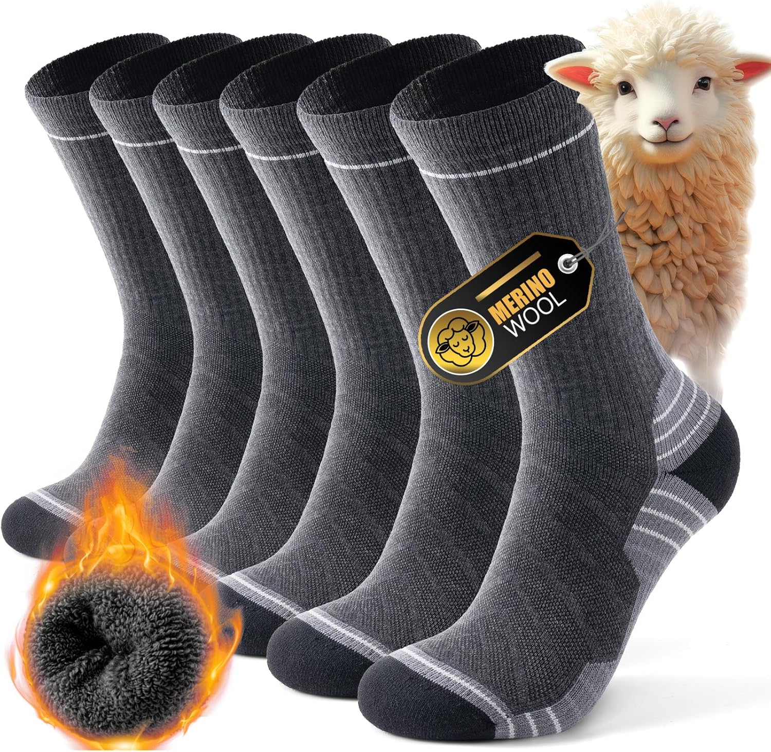 Alaplus Mens Thermal Socks Womens Merino Wool Socks Thick Warm Winter Socks Cush...