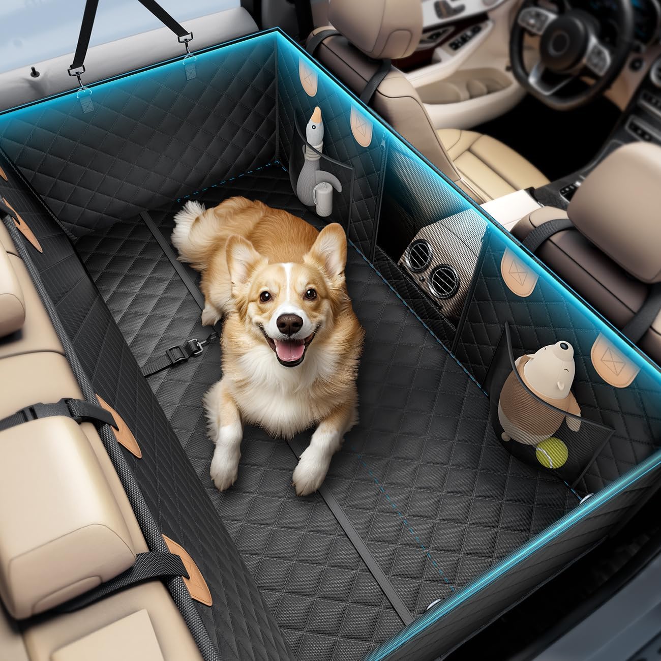 2025 Upgrade Dog Car Seat Cover for Back Seat [400lbs Hard Bottom, Heavy Duty Ma...