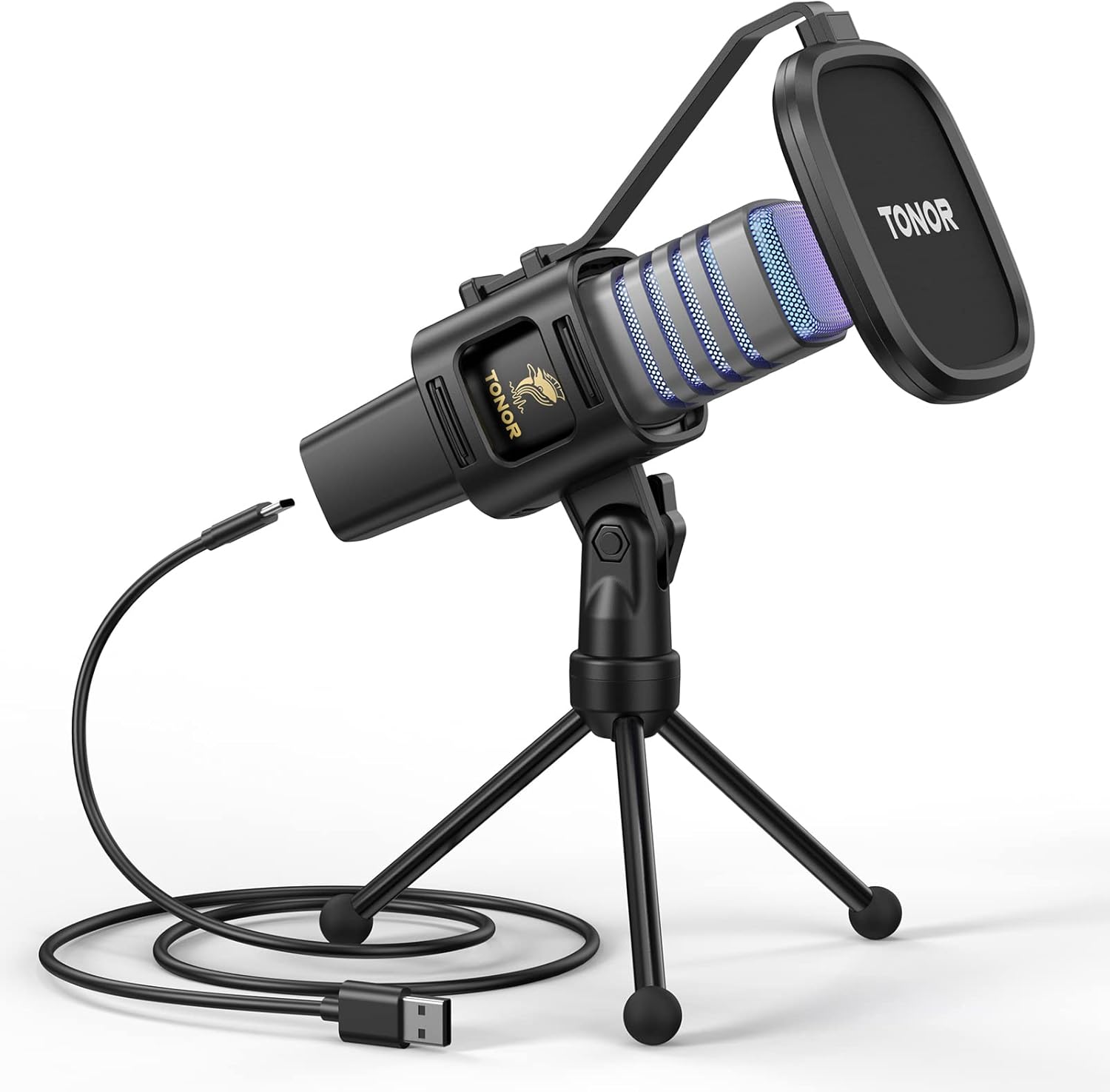 TONOR RGB USB Microphone, Cardioid Condenser Compu...