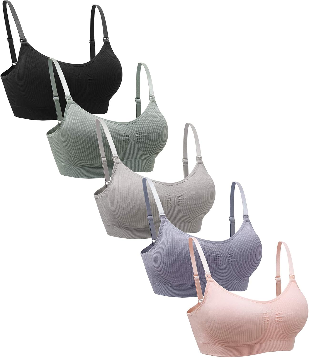 Suekaphin 5PACK Nursing Bra Wireless Bra Women's Sleeping Maternity Bra Breastfe...