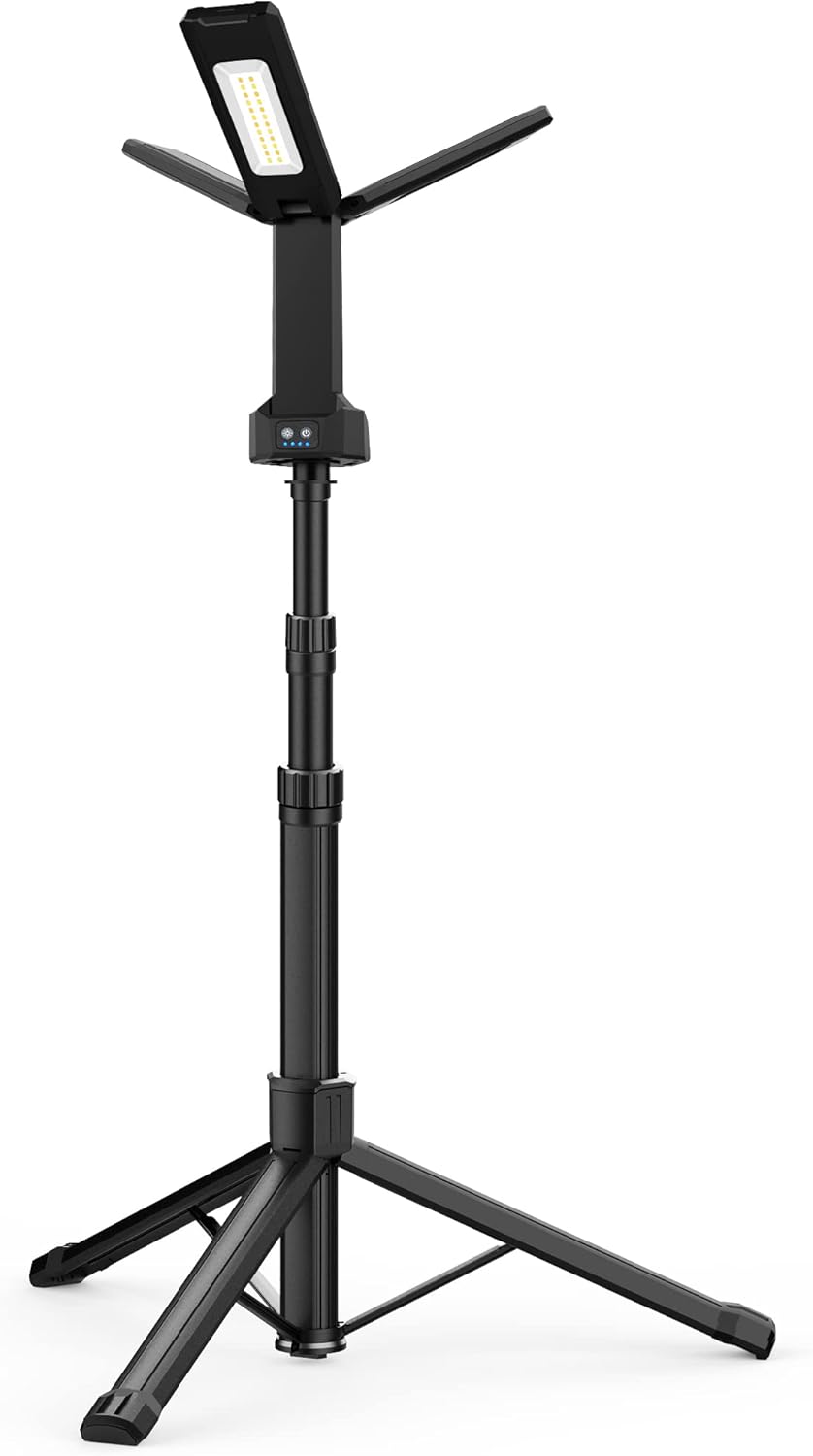Rechargeable LED Work Light with Stand, Aluminum 67" Portable Cordless Work Ligh...
