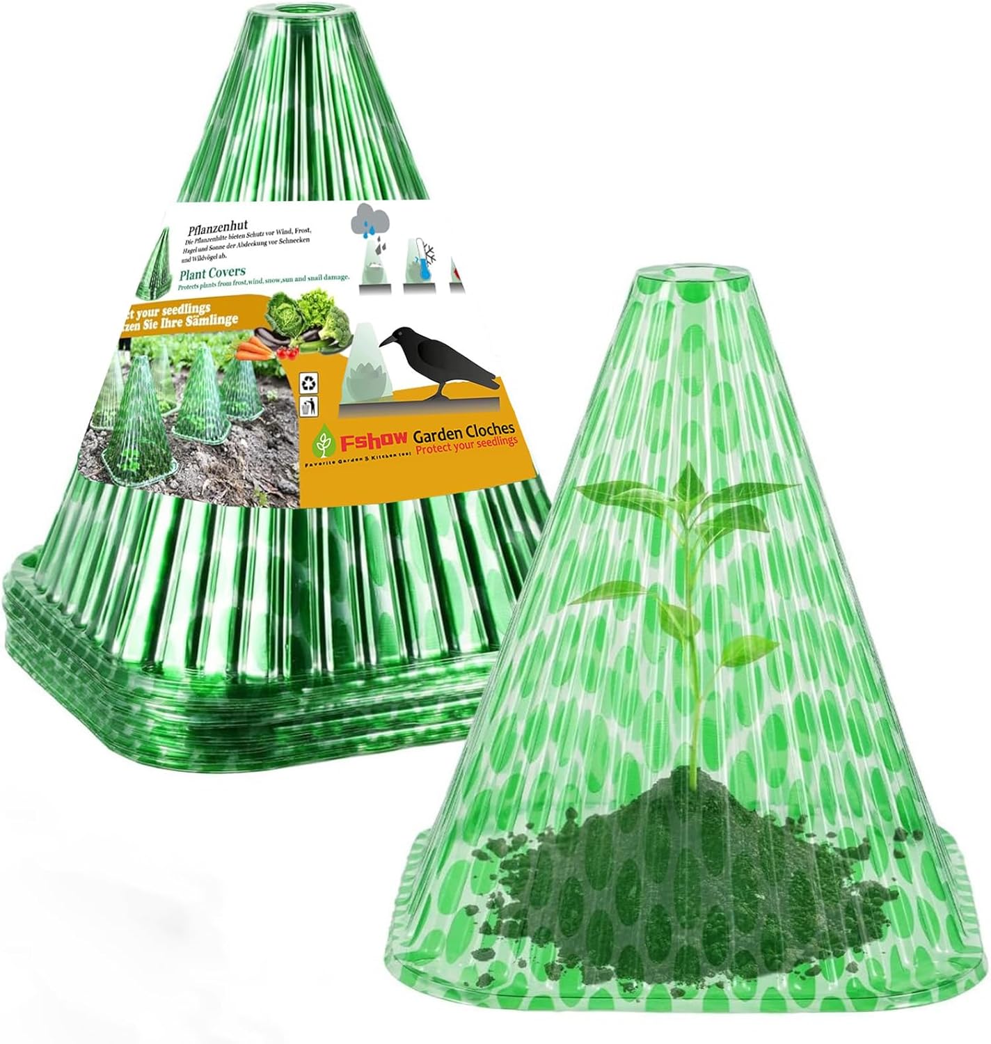Garden Cloches,20 Pack Reusable Plant Bell Cover,Bell Jar Cloches for Protection...