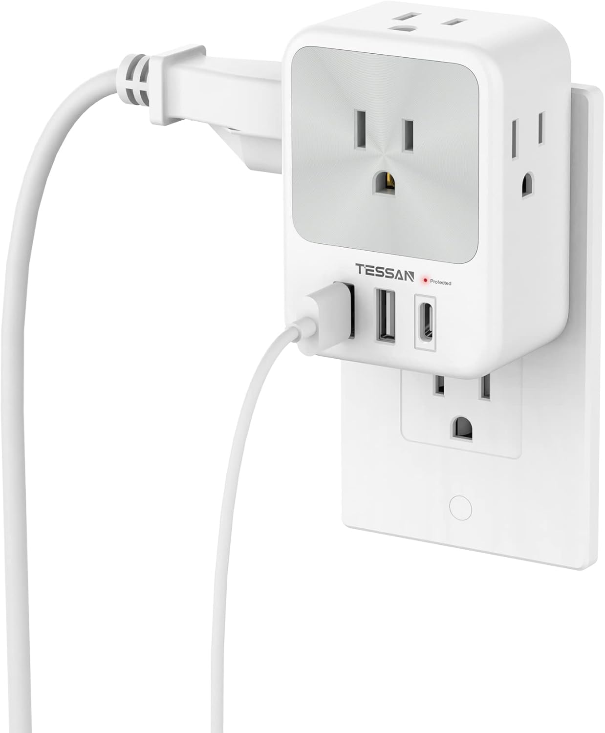 Surge Protector Wall Outlet Extender, TESSAN Multi Plug Outlet Splitter with 3 U...