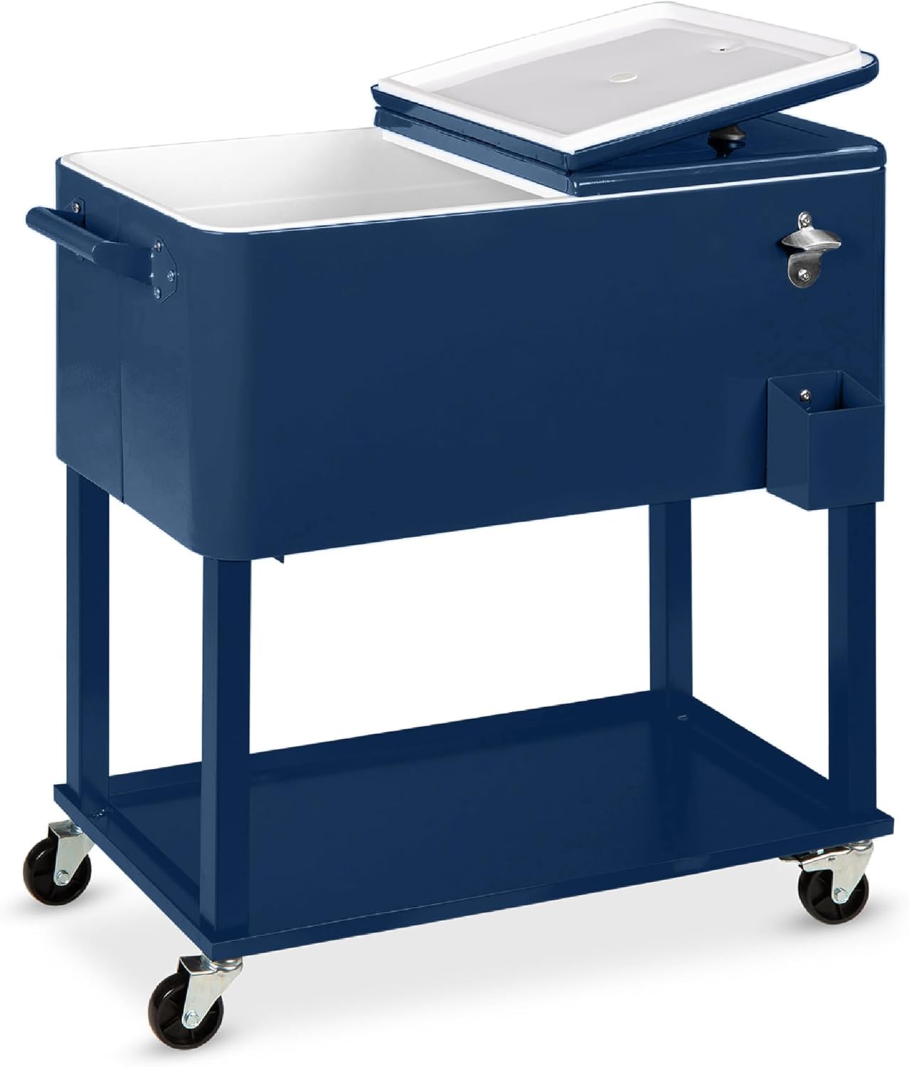 Best Choice Products 80-Quart Outdoor Steel Rolling Cooler Cart w/Ice Chest, Bot...