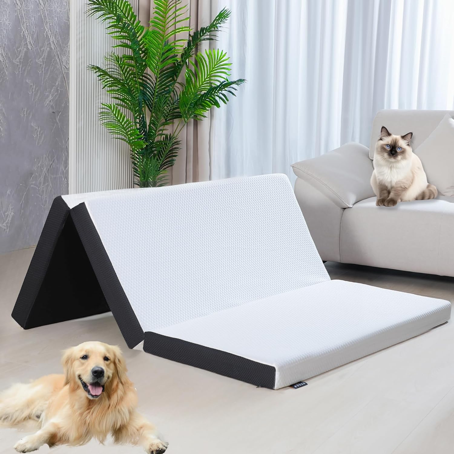 Folding Mattress,4 inch Twin Tri-Folding Memory Form Mattress, Portable Trifold...
