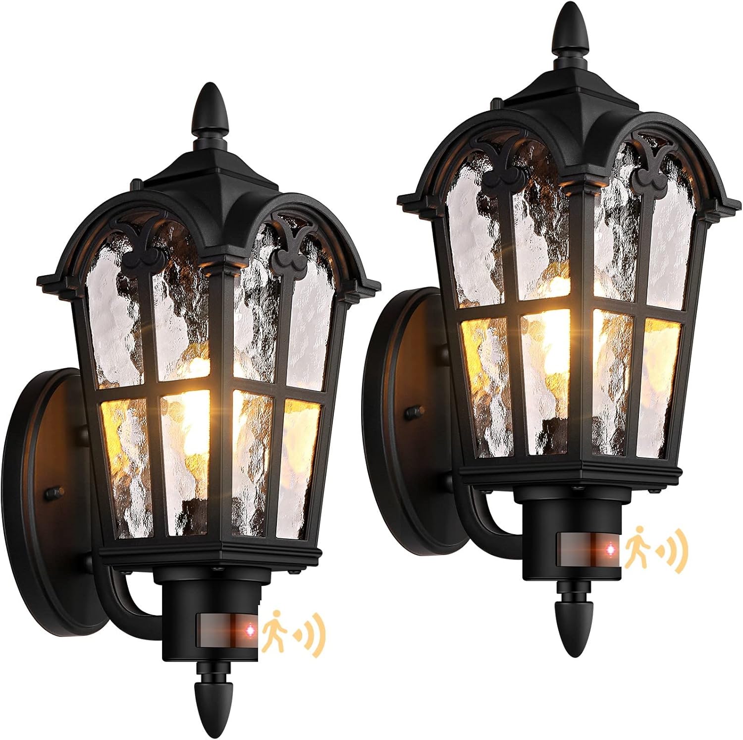16in 2-Pack Large Motion Sensor Outdoor Wall Lights, Dusk to Dawn Porch Lights W...