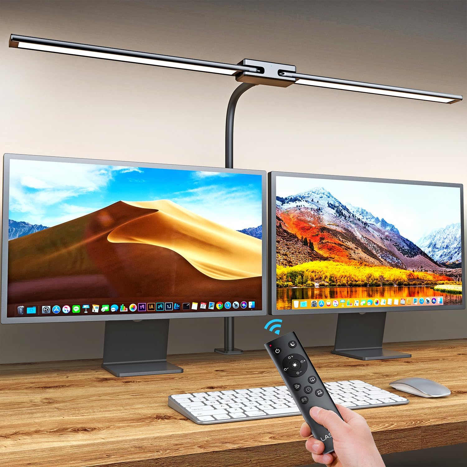 Lastar LED Desk Lamp with Remote Control ＆ 32.5" Wide Double Head, Architect De...
