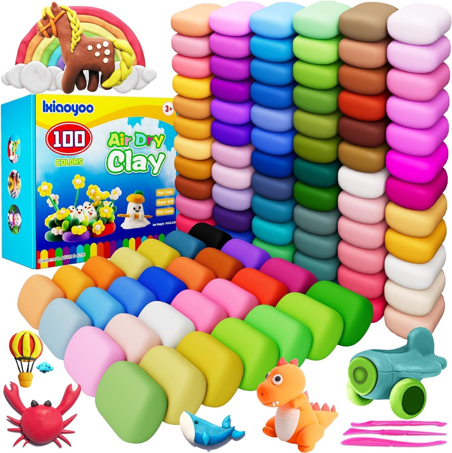 Ixiaoyoo Air Dry Clay, Modelling Clay for Kids, DIY Molding Magic Clay for with...