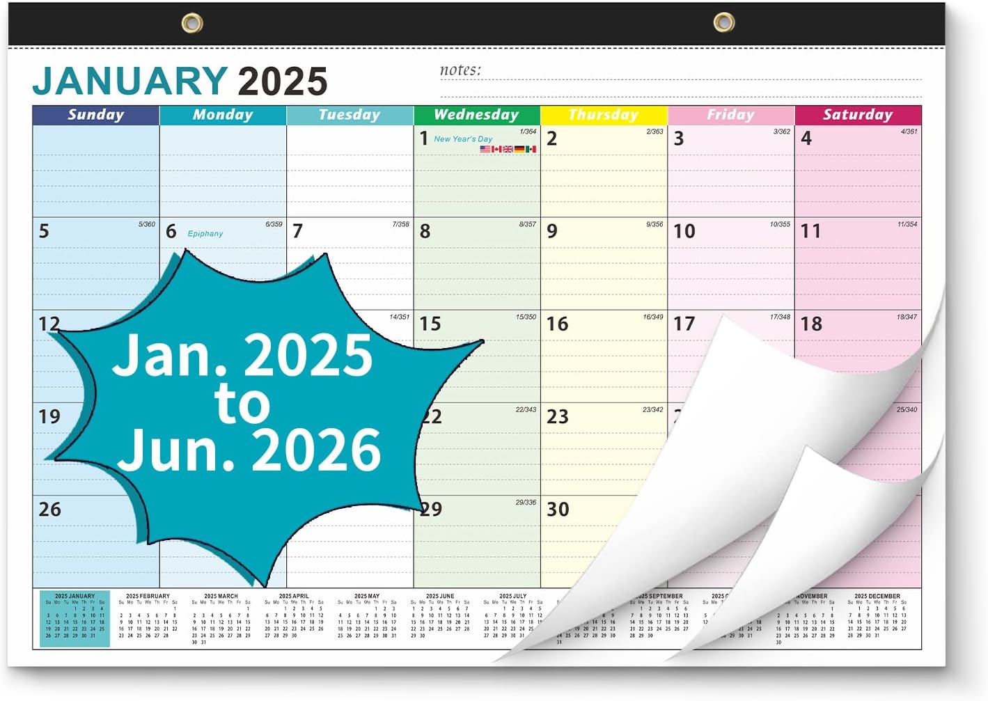 Desk Calendar 2025, AgePlace Wall Calendar 2025-2026 Covers January 2025 to June...