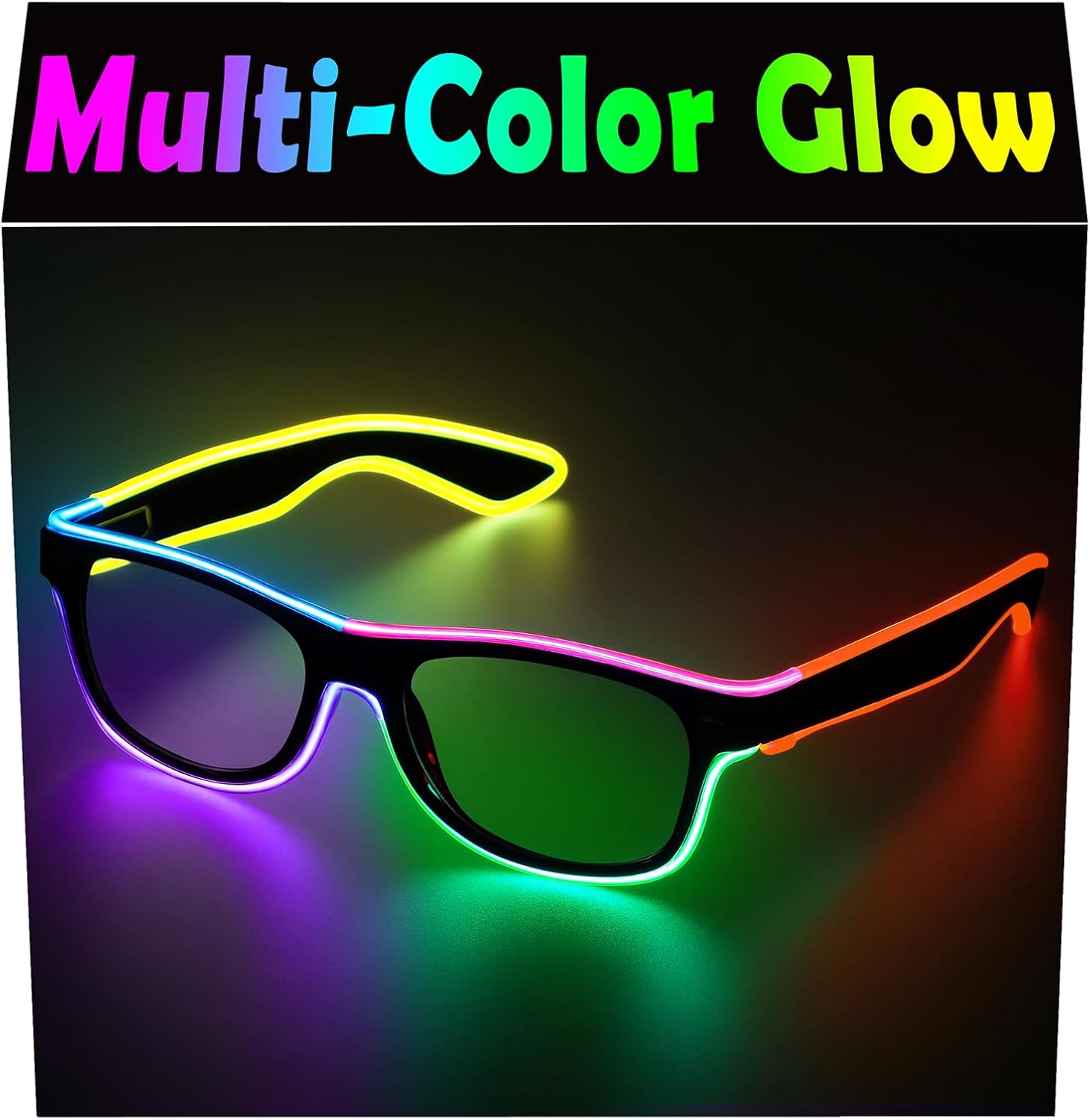 YouRfocus Led Light up Glasses Multi-Color Glow in the Dark Neon Glasses for Rav...