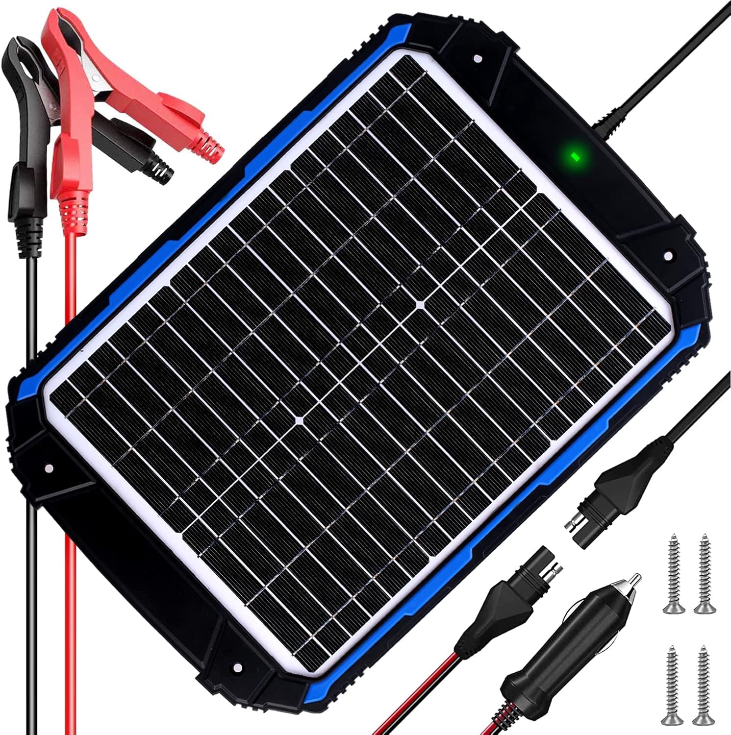 SUNER POWER 20W 12V Solar Battery Trickle Charger & Maintainer PRO, Built-in Int...