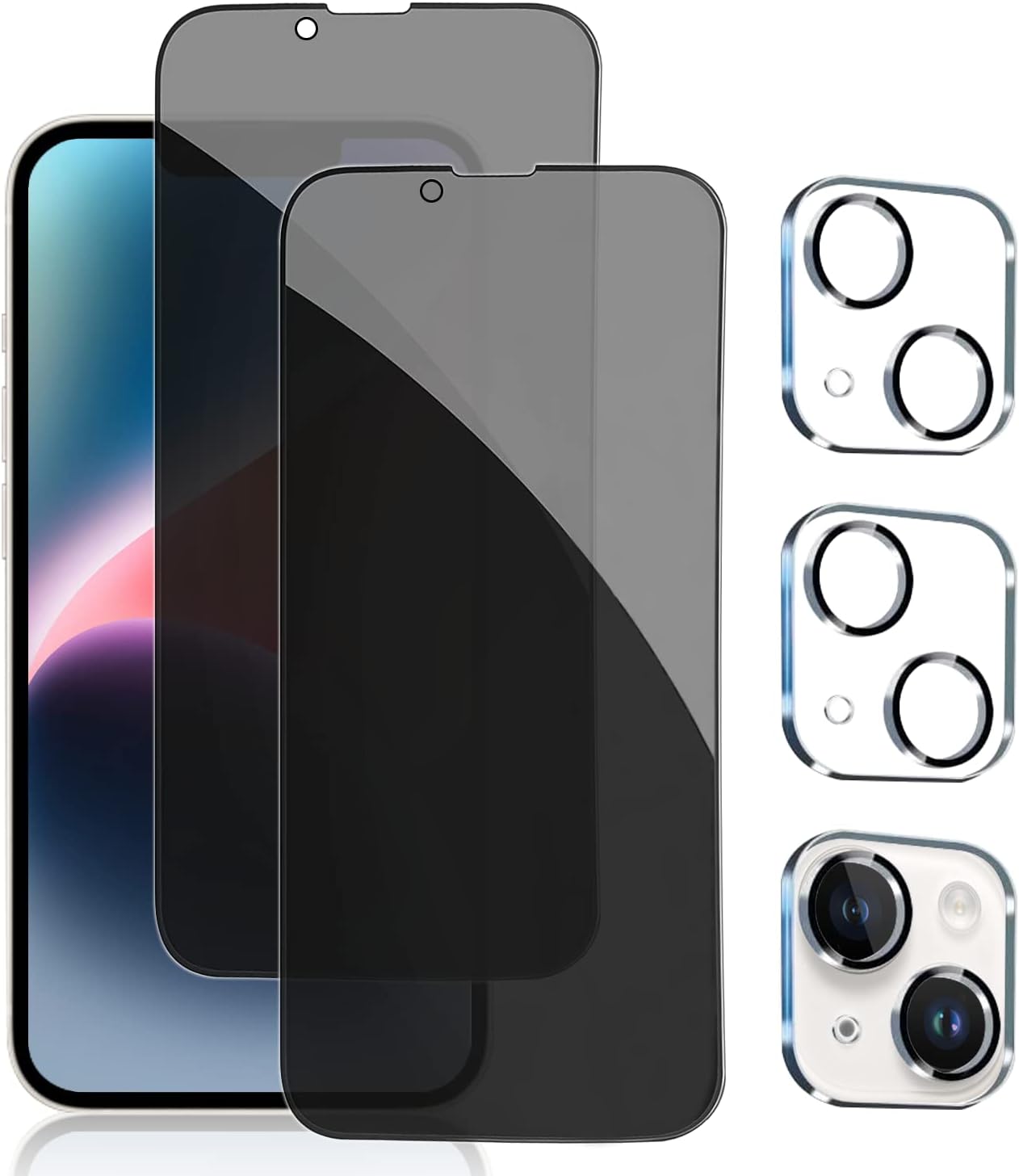 Pehael [2+2Pack] Privacy Screen Protector for iPhone 14 Plus with Camera Lens Pr...