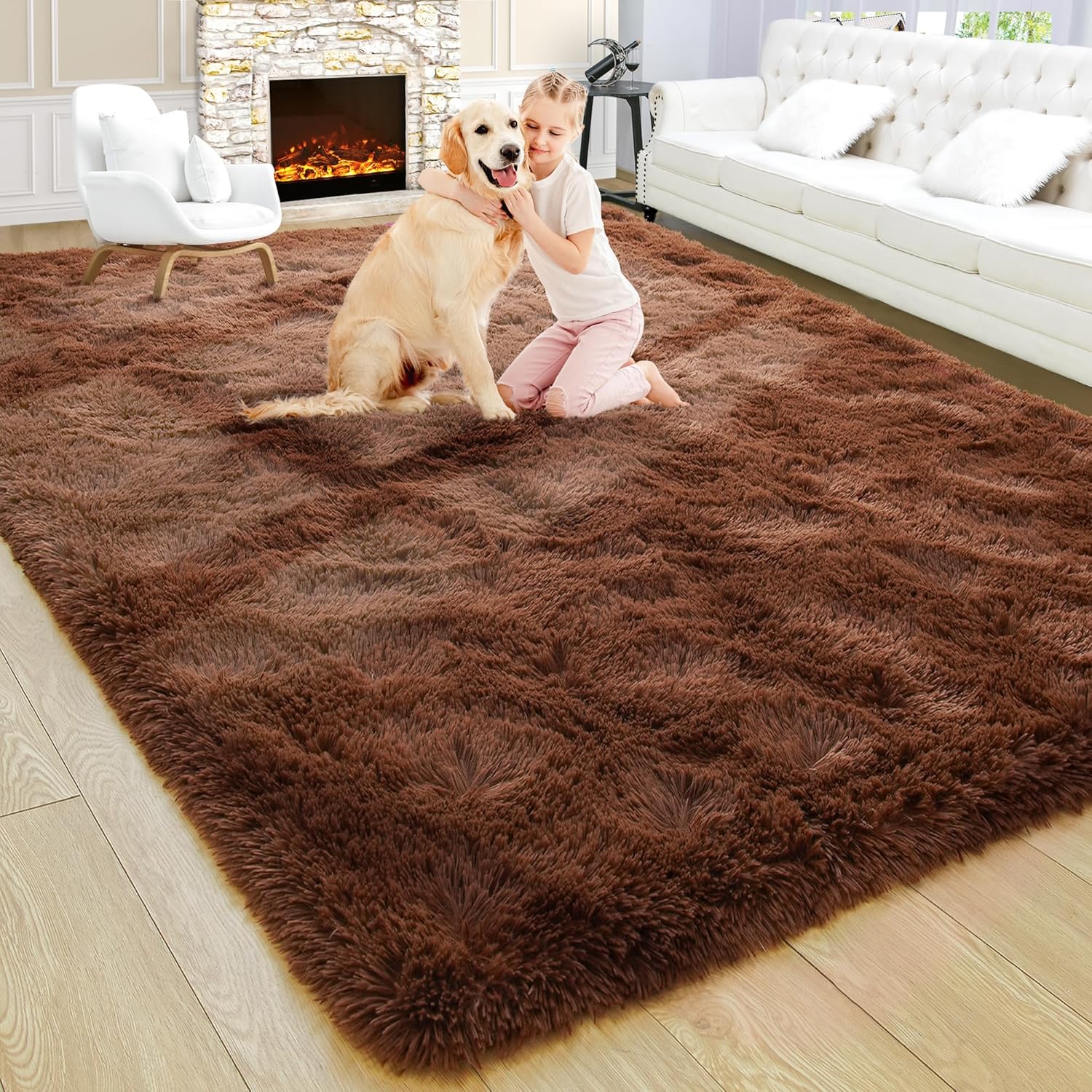 Noahas 8x10 Area Rugs for Living Room,Brown Fluffy Bedroom Rug,Big Fuzzy Carpet,...