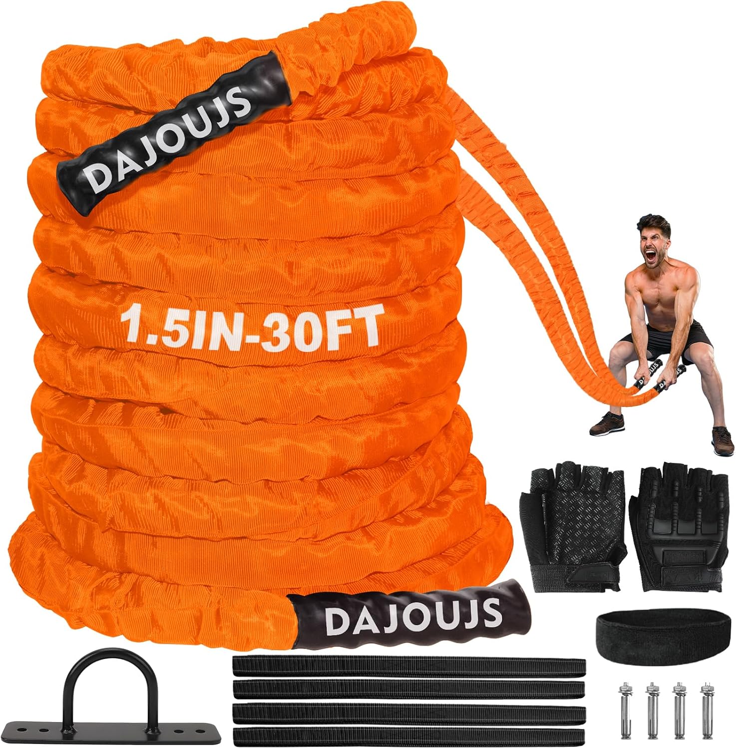 Battle Rope Battle Ropes for Home Gym 1.5Inch Diameter 30 Inch Lengths Workout H...