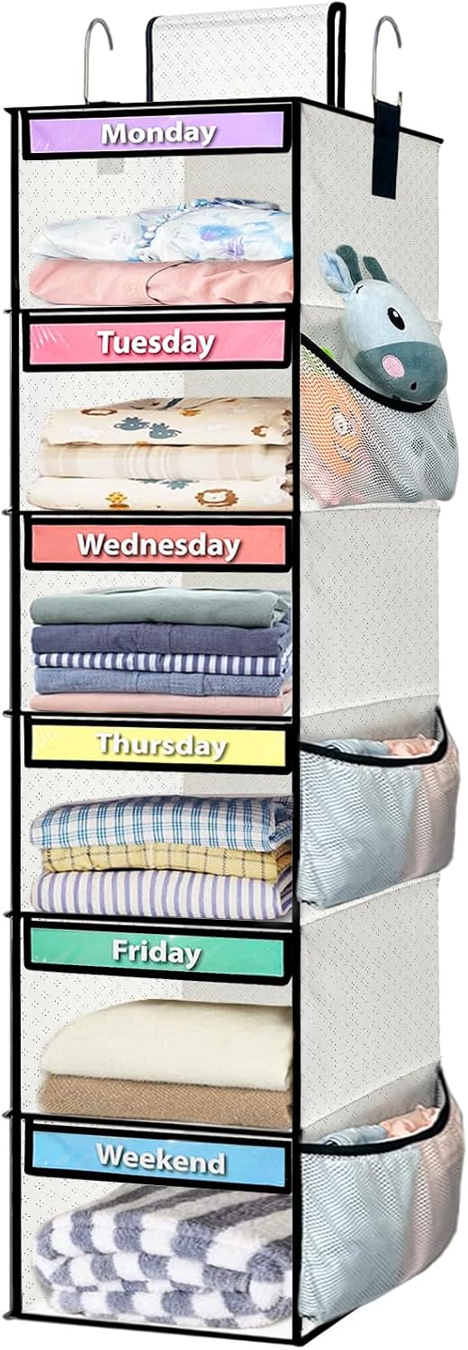 homyfort 6-Shelf Weekly Hanging Closet Clothes Organizer for Kids, Days of The W...