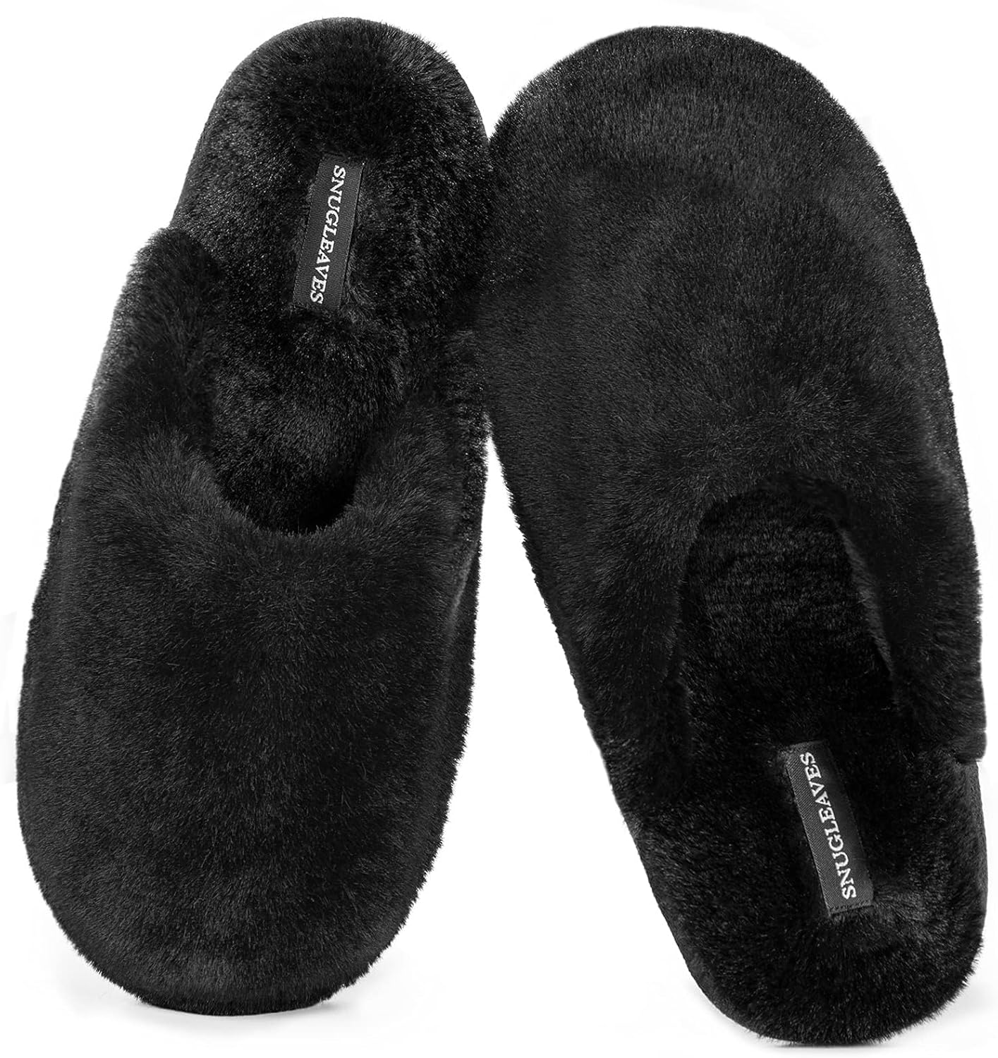 Snug Leaves Ladies' Fluffy Memory Foam Slip On Slippers with Cozy Faux Fur Lined...