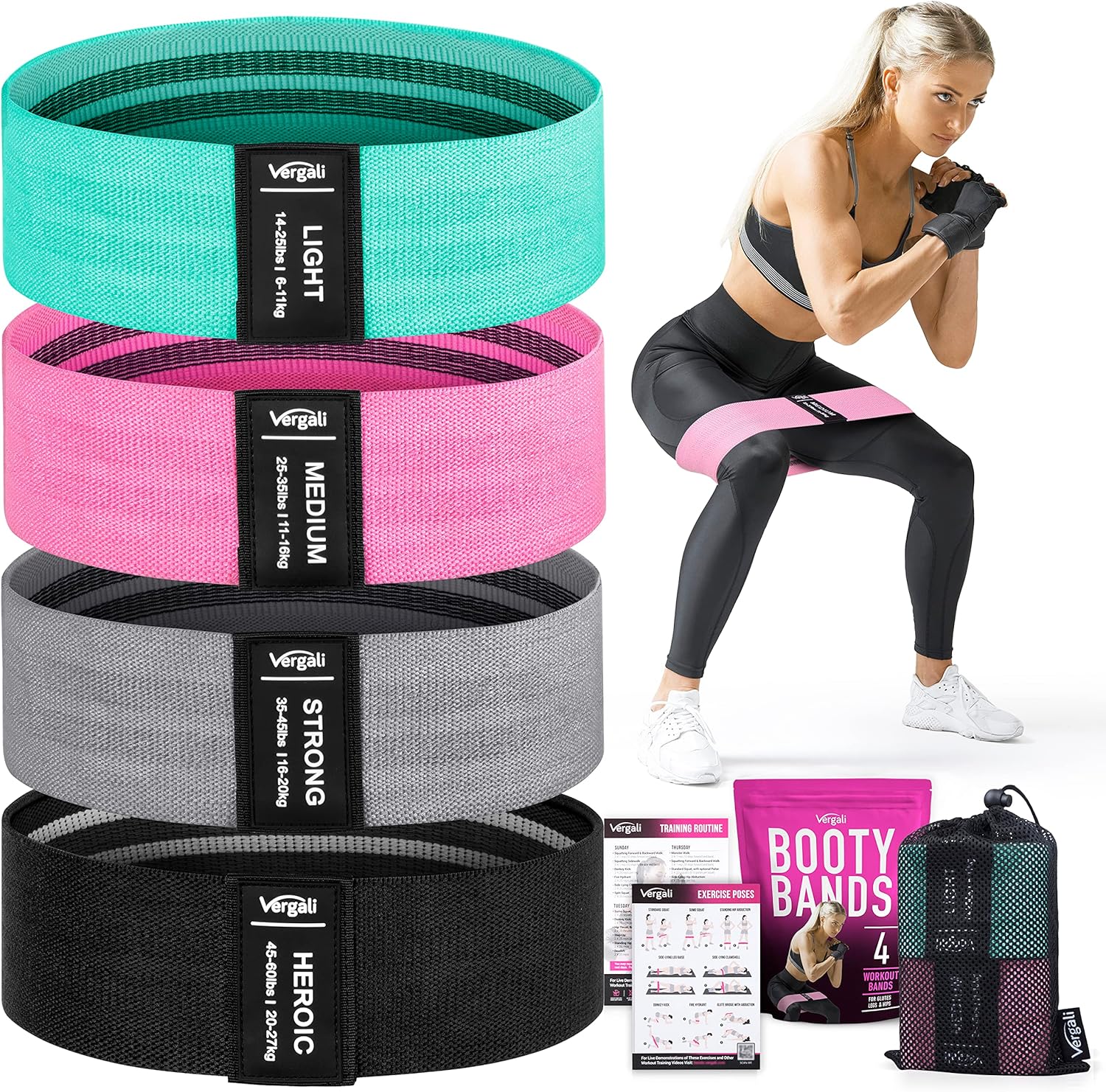 Resistance Bands for Working Out with Workout Bands Guide. 4 Booty Bands for Wom...