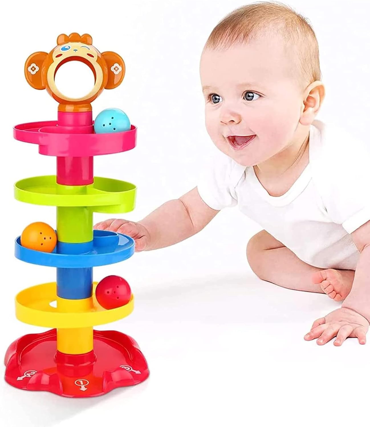 Baby Toy 9-18 Months, Ball Drop and Roll Ramp Toy for 1 Year Old Boys Girls, Sen...