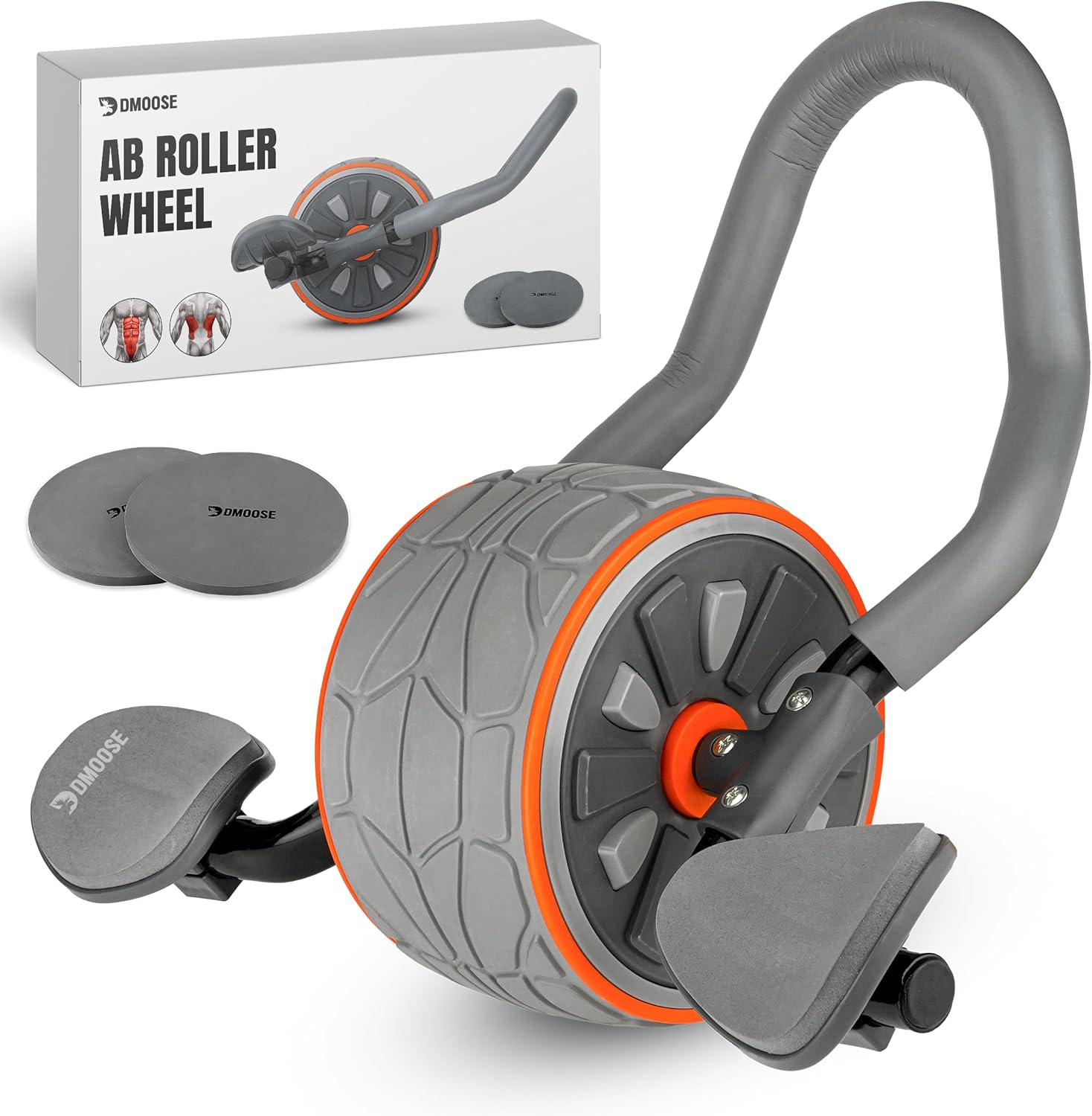 DMoose Fitness Ab Roller Wheel with Elbow Support & 2 Knee Pads - Abdominal Trai...