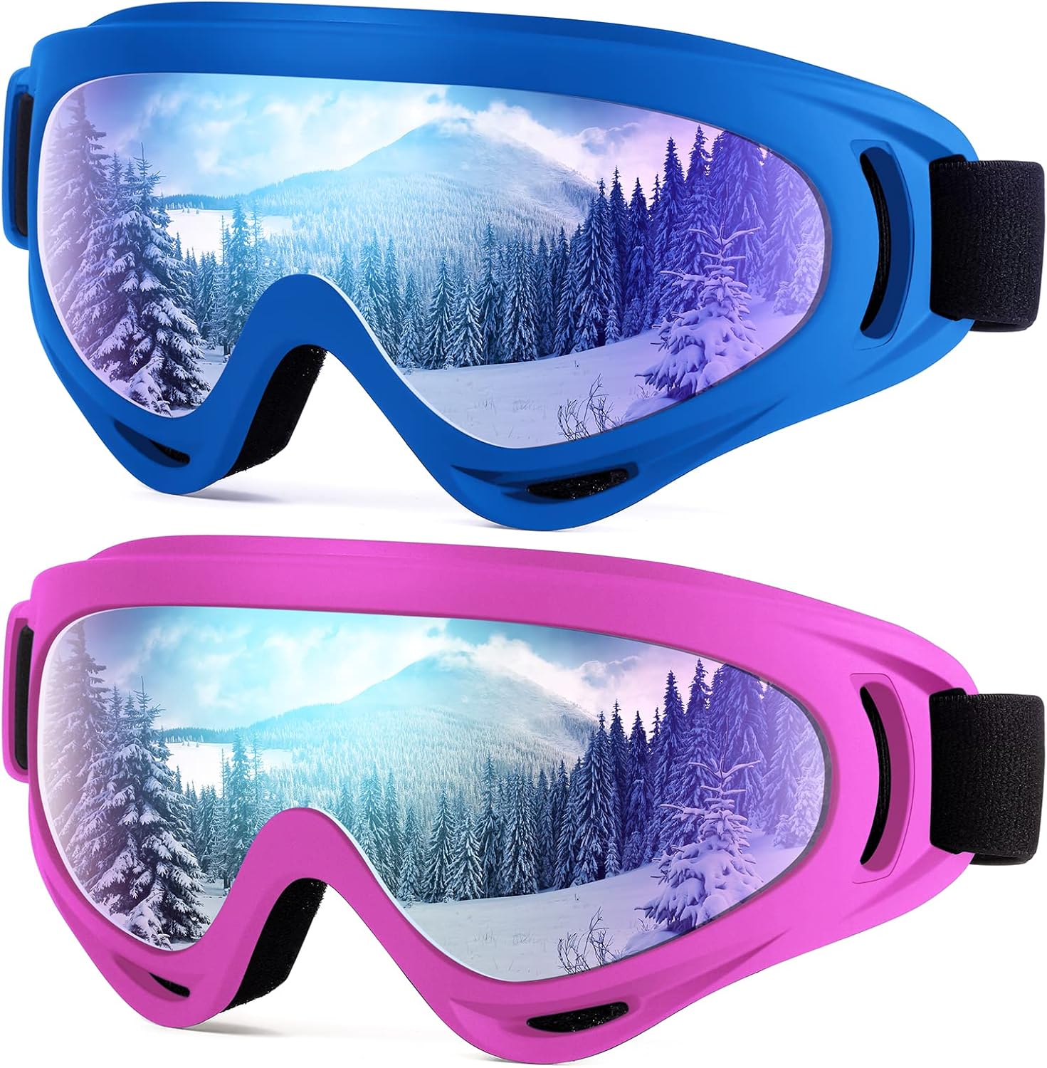 Dizywiee 2-Pack Kids Ski Goggles, Snowboard Goggles for Adult Youth Teens Boys &...