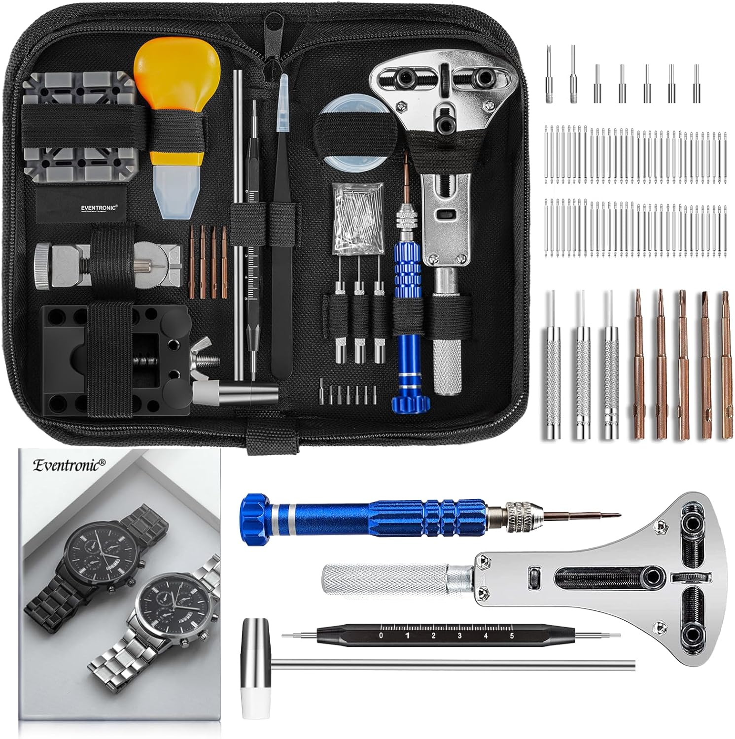 【2025 Upgrade】Eventronic Watch Repair Tool Kit, Professional Watch Battery Rep...