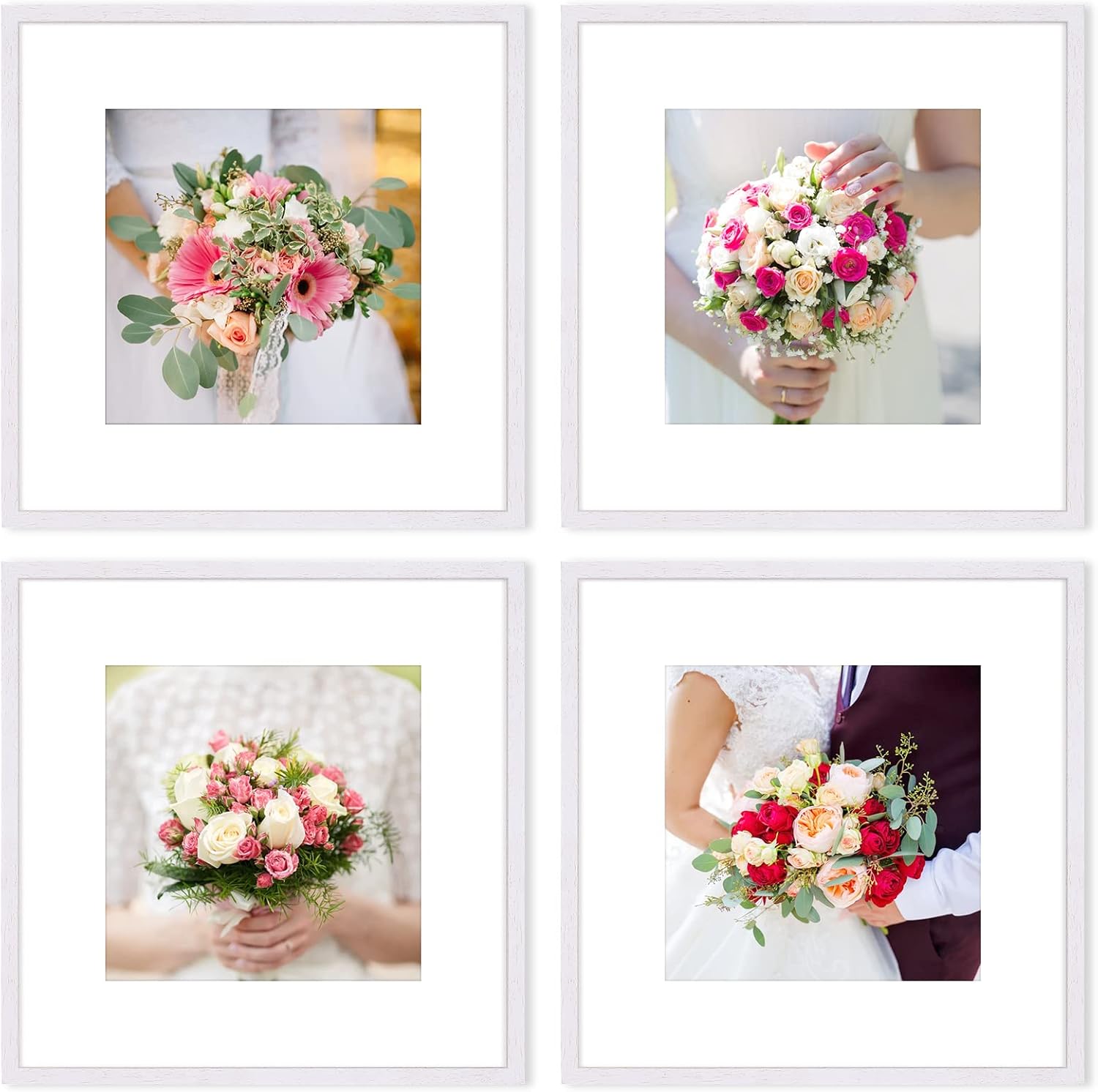 White Wood Square Picture Photo Frame,Compatible with 30x30cm without mat and 20...