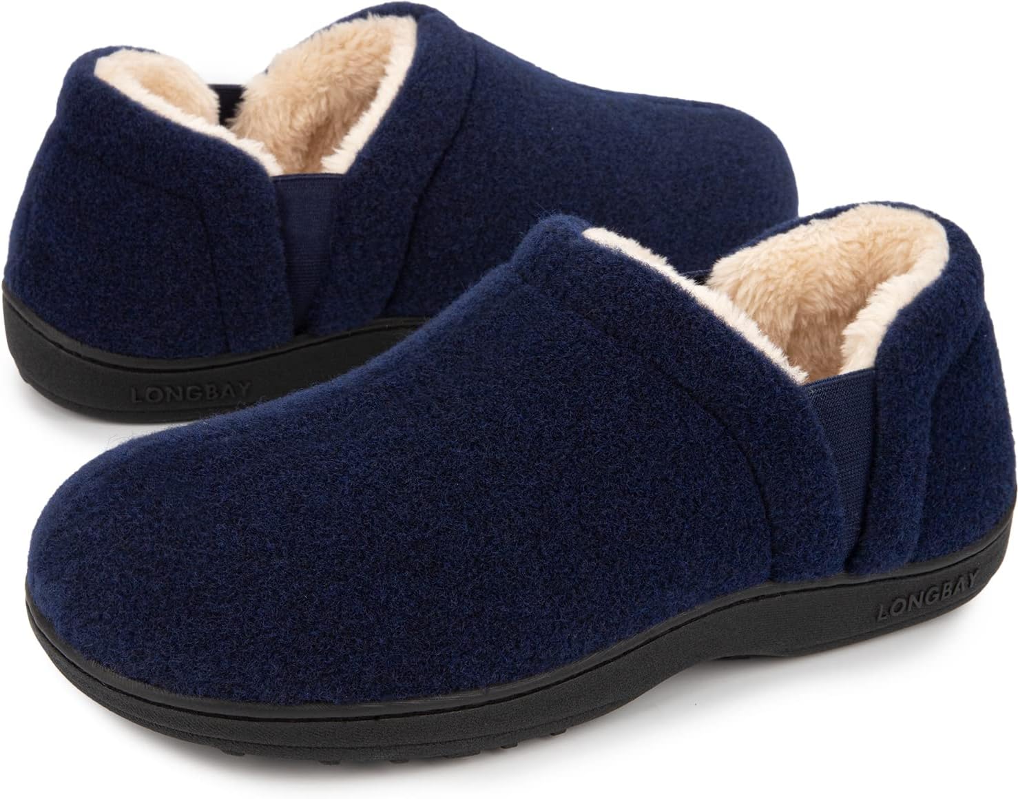 LongBay Men's Slippers Warm Bedroom House Shoes Slip-On Memory Foam Winter House...