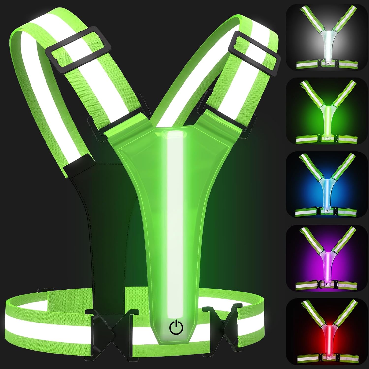 LED Reflective Vest, 5 Colors Lights Running Vest, Rechargeable Running Gear for...