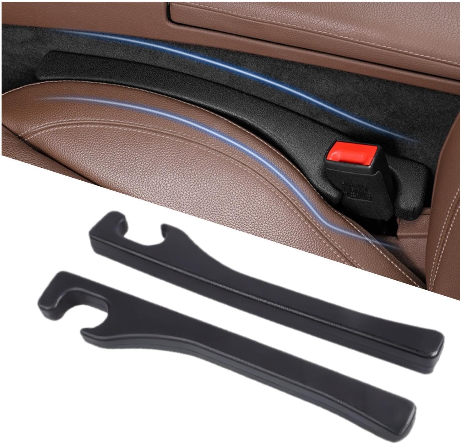 Car Seat Gap Filler 2 Pack, Universal Fit PU Leather Car Seat Gap Plug to Fill T...