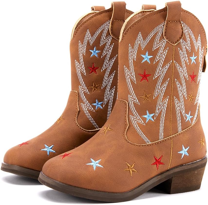 BMCiTYBM Girls Cowgirl Boots Unisex-Child Mid Calf Toddler Cowboy Boots Little K...