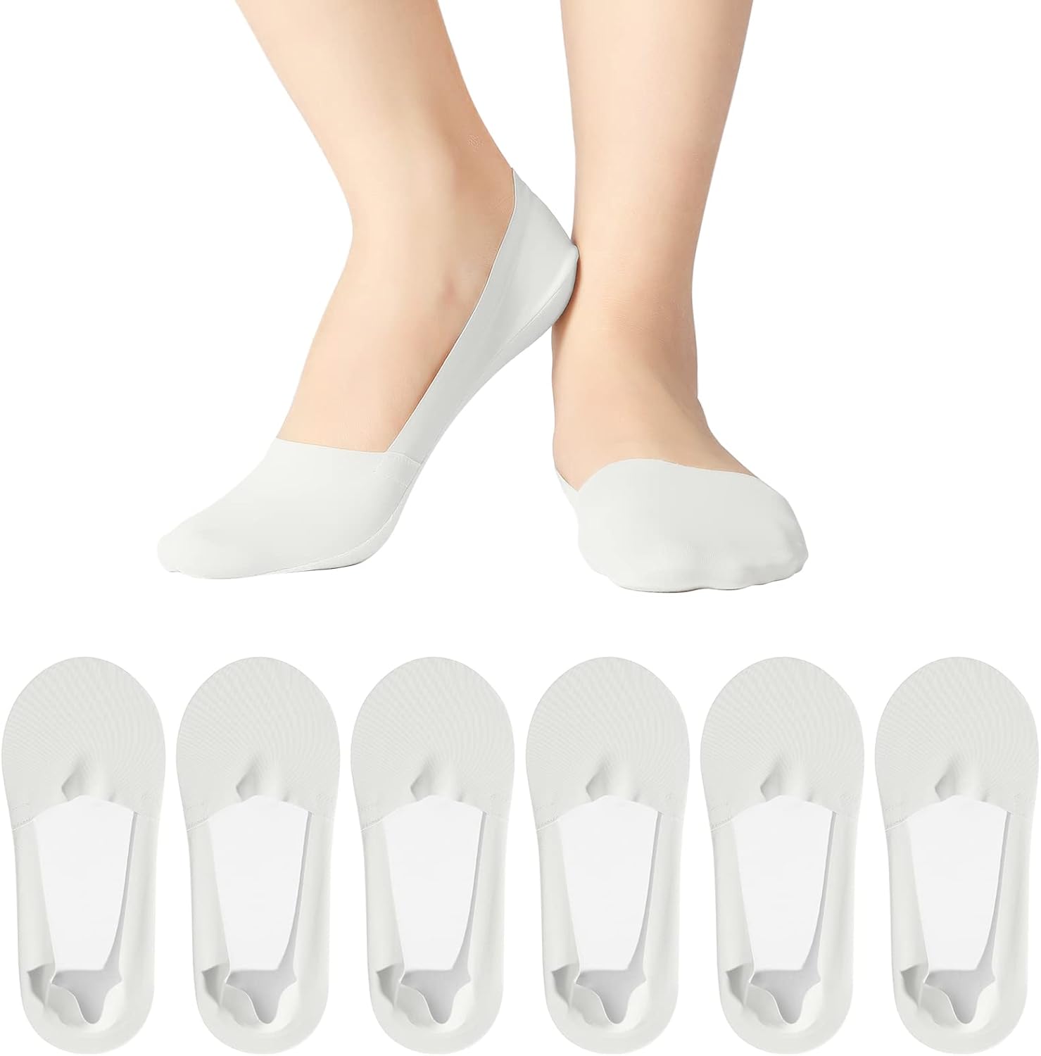QonLou 6 Pairs No Show Socks for Women Invisible Low Cut Ultra Socks Non Slip Co...