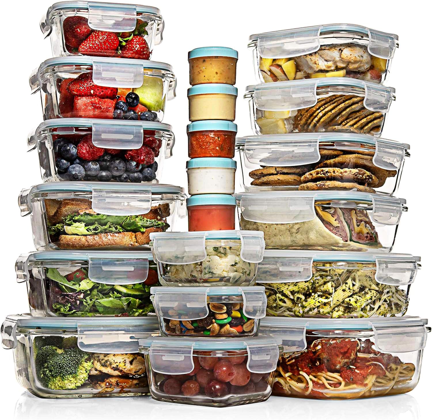 Razab 35 Pc Set Glass Food Storage Containers with Lids - Meal Prep Airtight Ben...