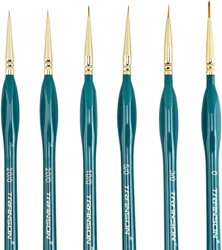 Transon Detail Thin Paint Brush Set 6pcs for Model Minature Craft and Art Painti...