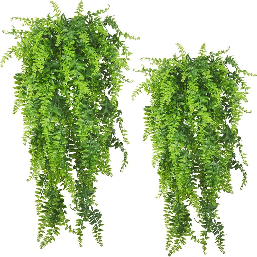 Artificial Plants Vines Fern Persian Rattan Fake Hanging Plant Faux Hanging Bost...