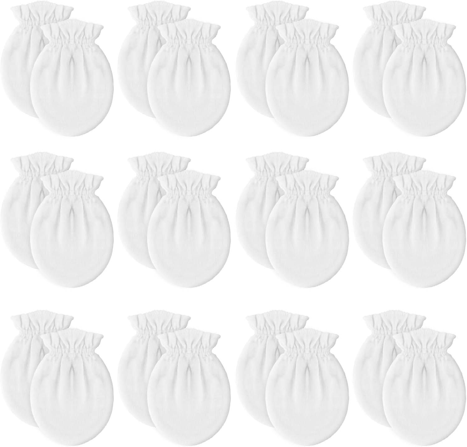 12 Pairs Newborn Baby Mittens,Unisex-Baby No Scratch Mittens,100% Cotton White M...