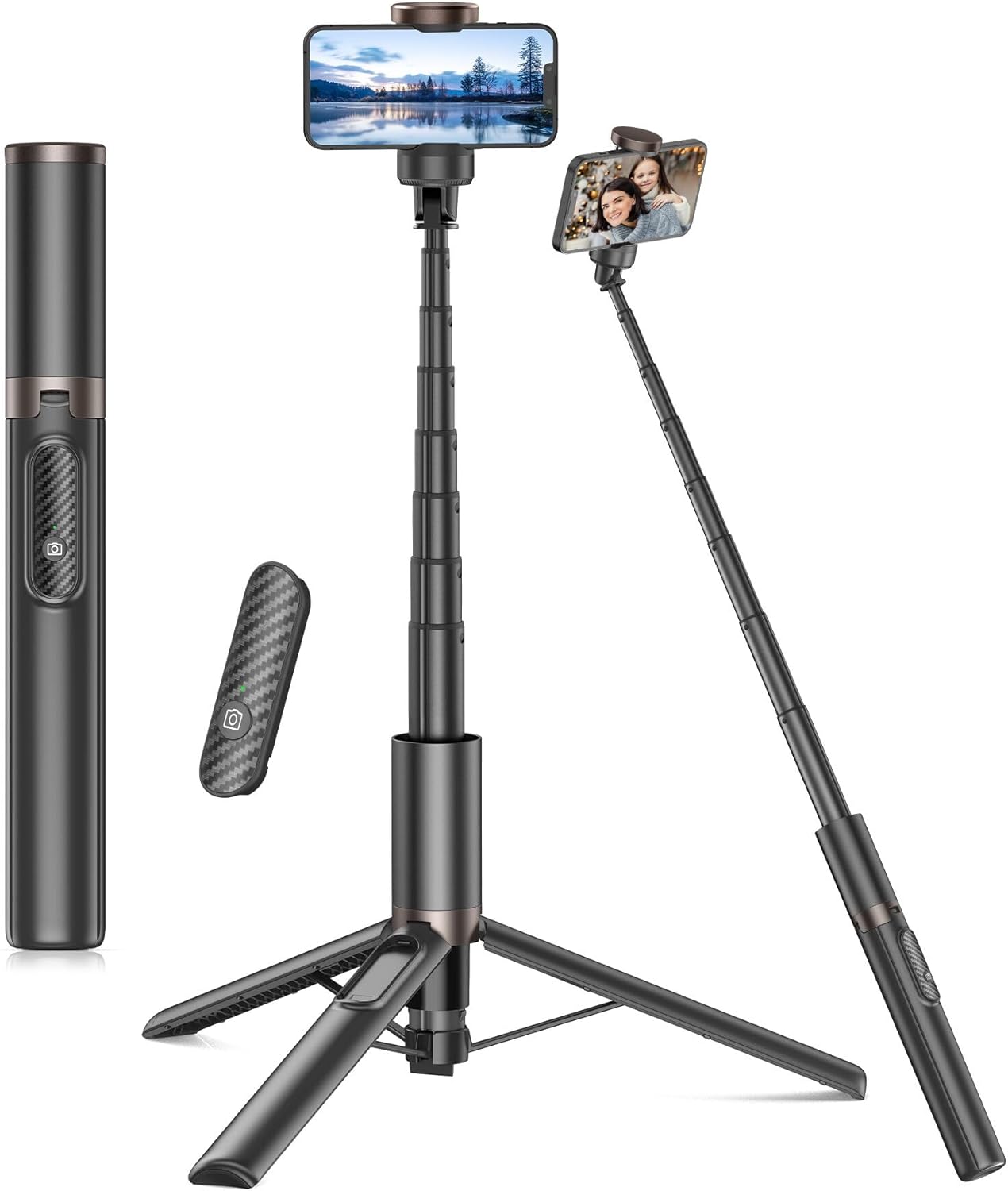 TONEOF 60" Selfie Stick Tripod,Upgraded 360° Rotating Mobile Phone Tripod Stand,...