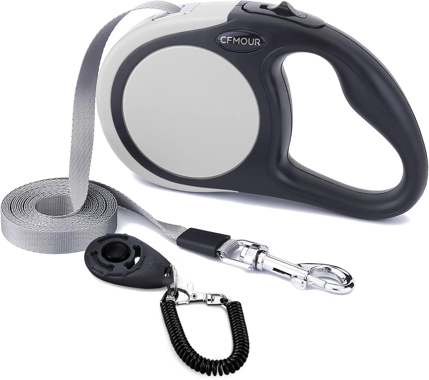 CFMOUR Retractable Dog Lead, 5m/50kg Grey Heavy-Duty Extendable Dog Leads for Me...