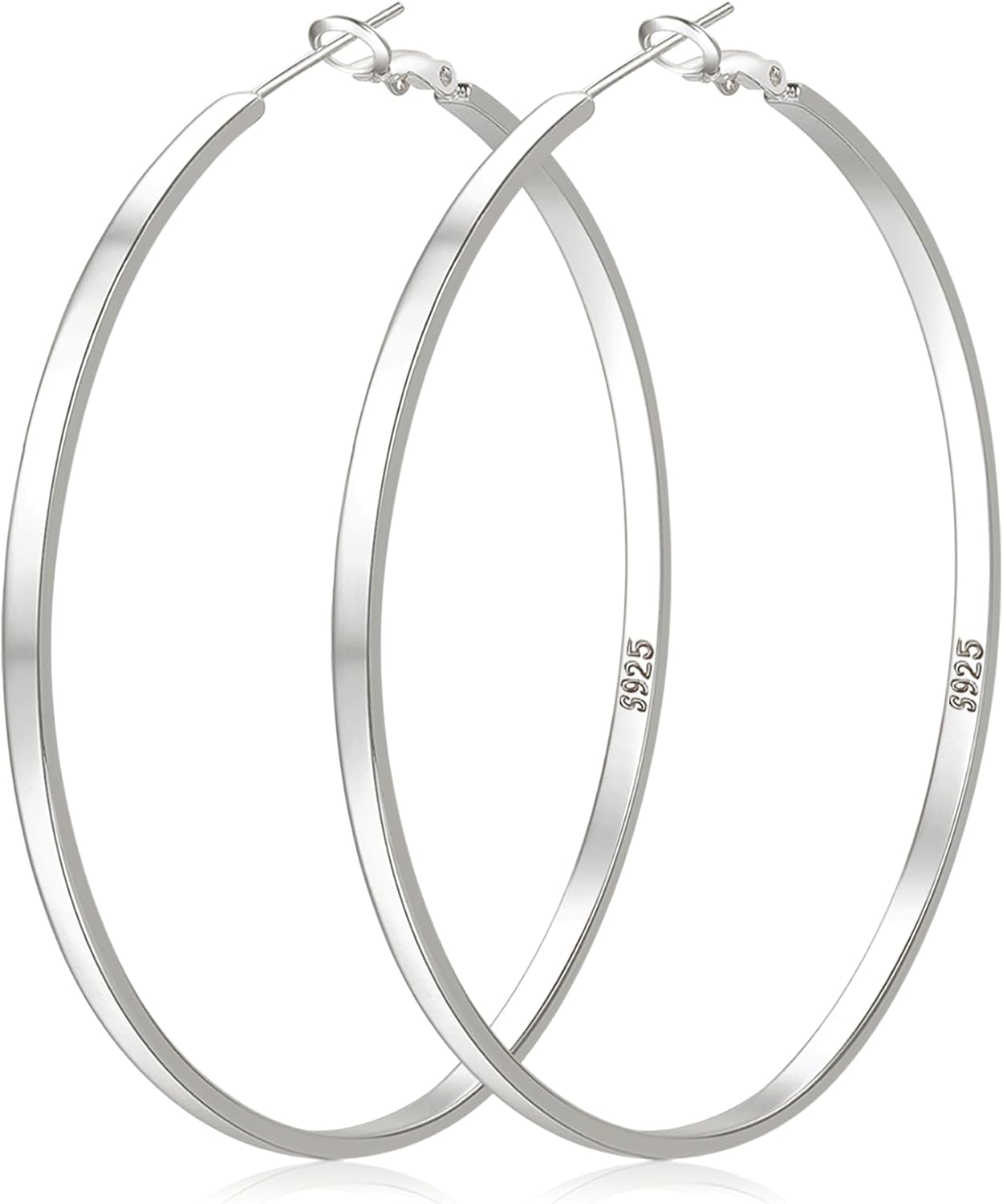 LOUMILEO Sterling Silver Hoop Earrings - Large, Lightweight, Hypoallergenic, Thi...