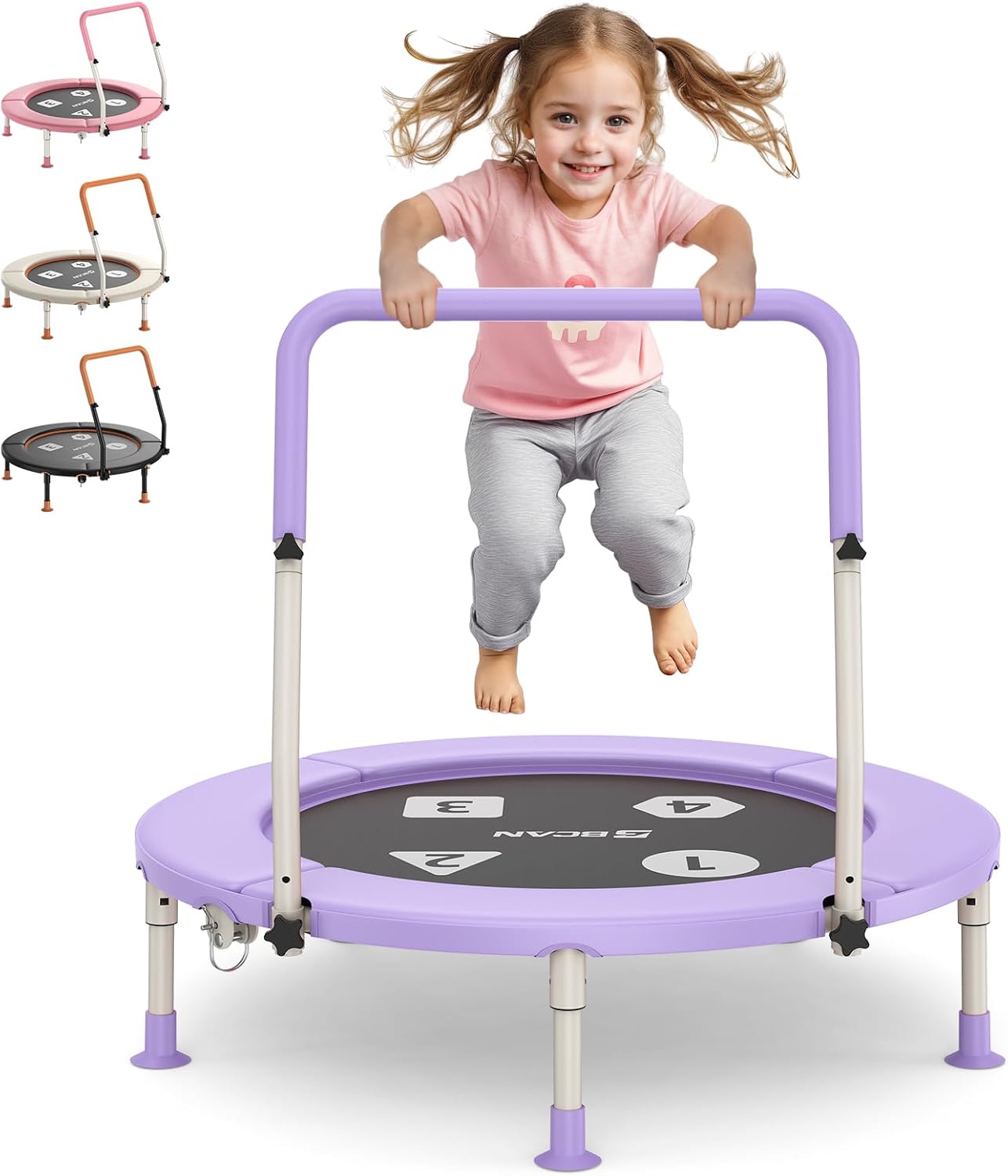 BCAN 36'' Toddler Trampoline, Foldable Mini Trampoline for Kids Ages 1-6, Adjust...