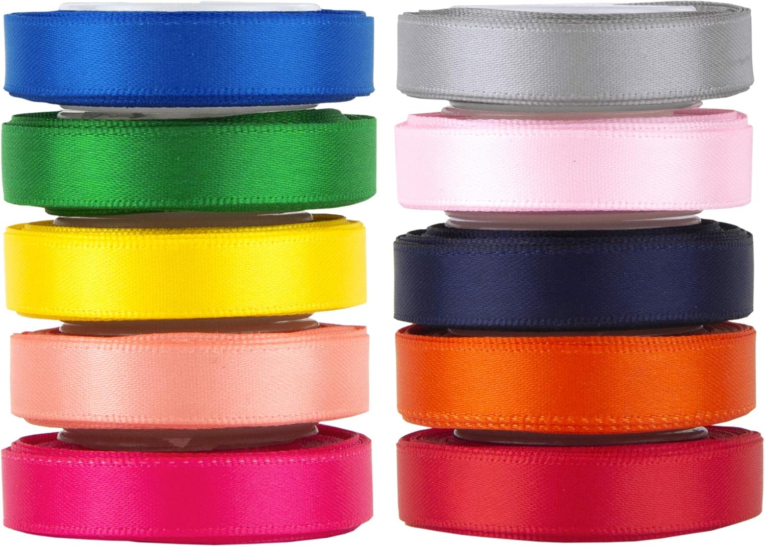 VATIN Solid Color Double Faced Polyester Satin Ribbon 10 Colors 10mm X 4.5m Each...