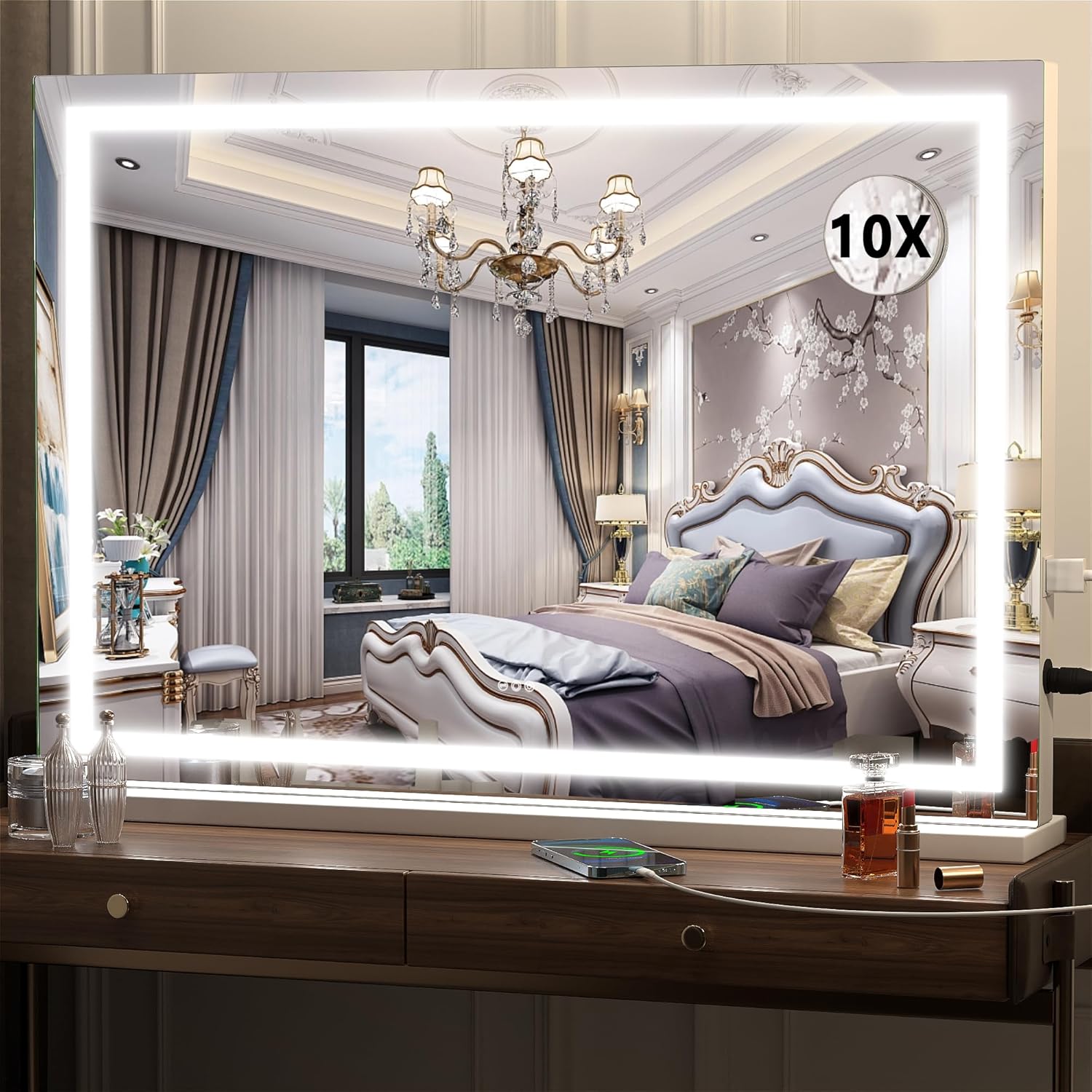 Hasipu Vanity Mirror with Lights, 32" x 22" LED Ma...