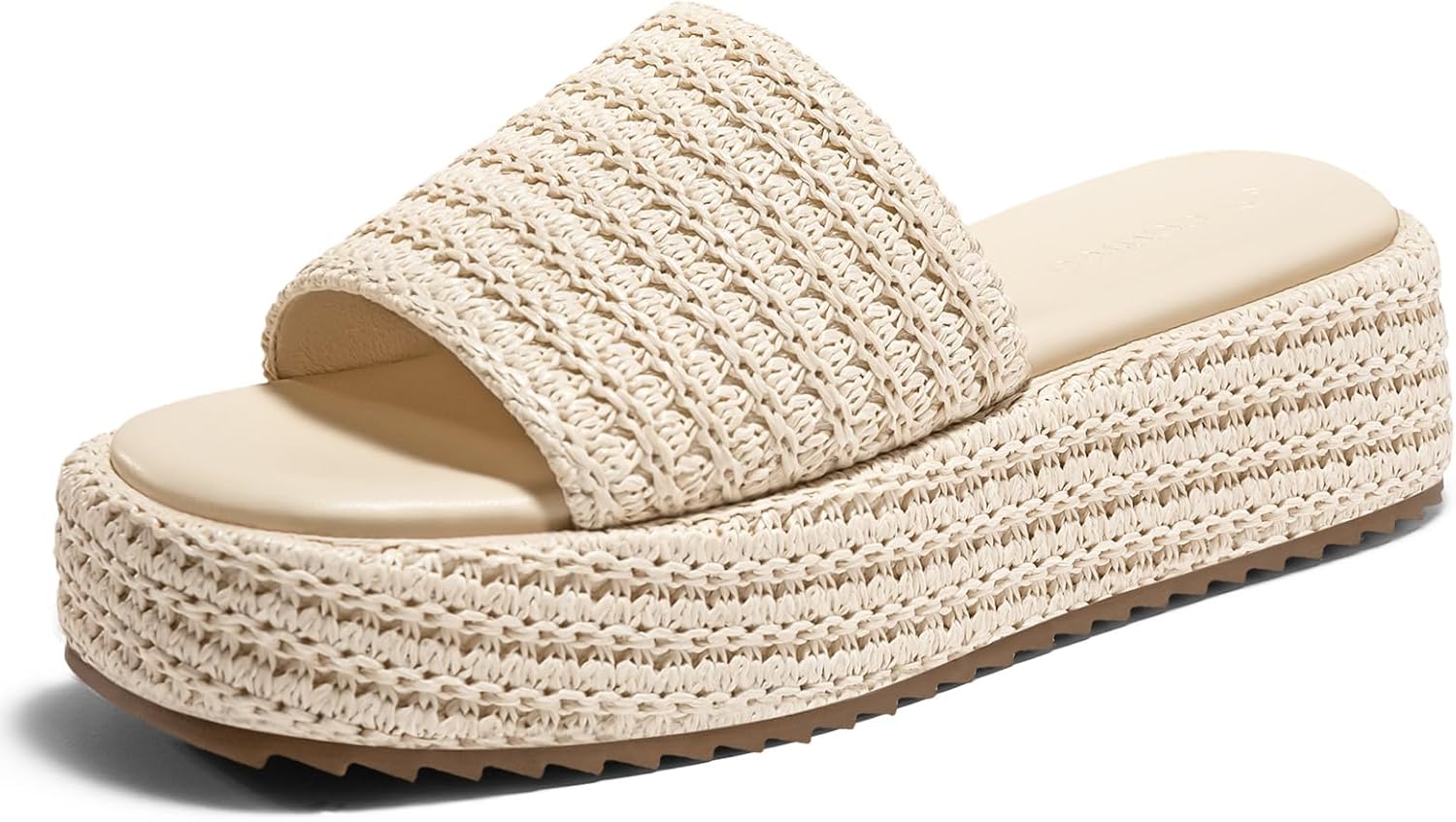 Coutgo Womens Platform Sandals Raffia Espadrilles Slip on Open Toe Cute Boho Sum...