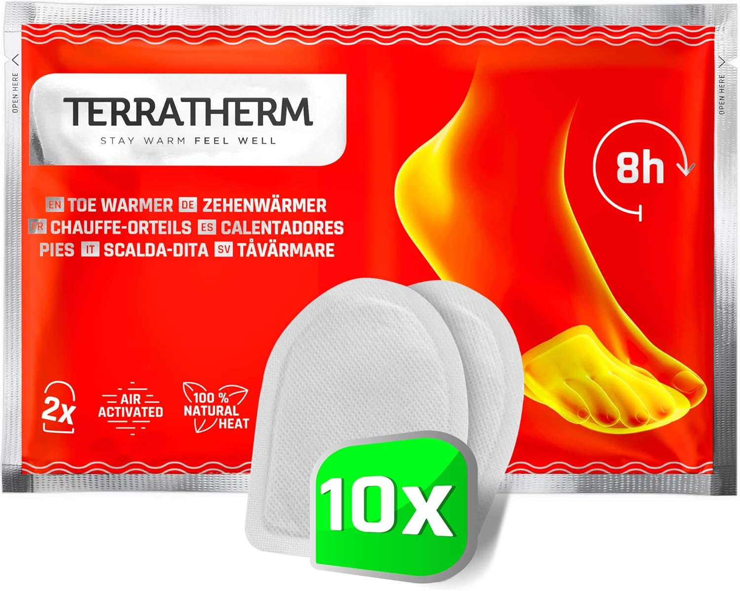 Toe Warmers adhesive - 5, 10 or 30 Pairs - Foot Warmers for 8 hours of warm feet...