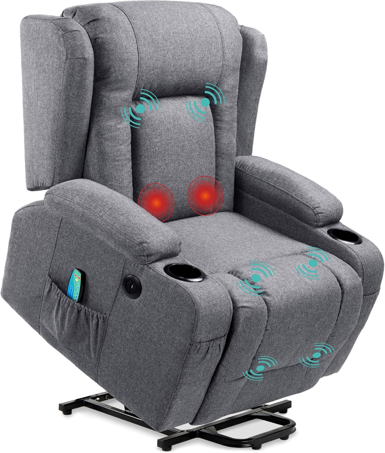 Best Choice Products Modern Linen Electric Power Lift Chair, Recliner Massage Ch...