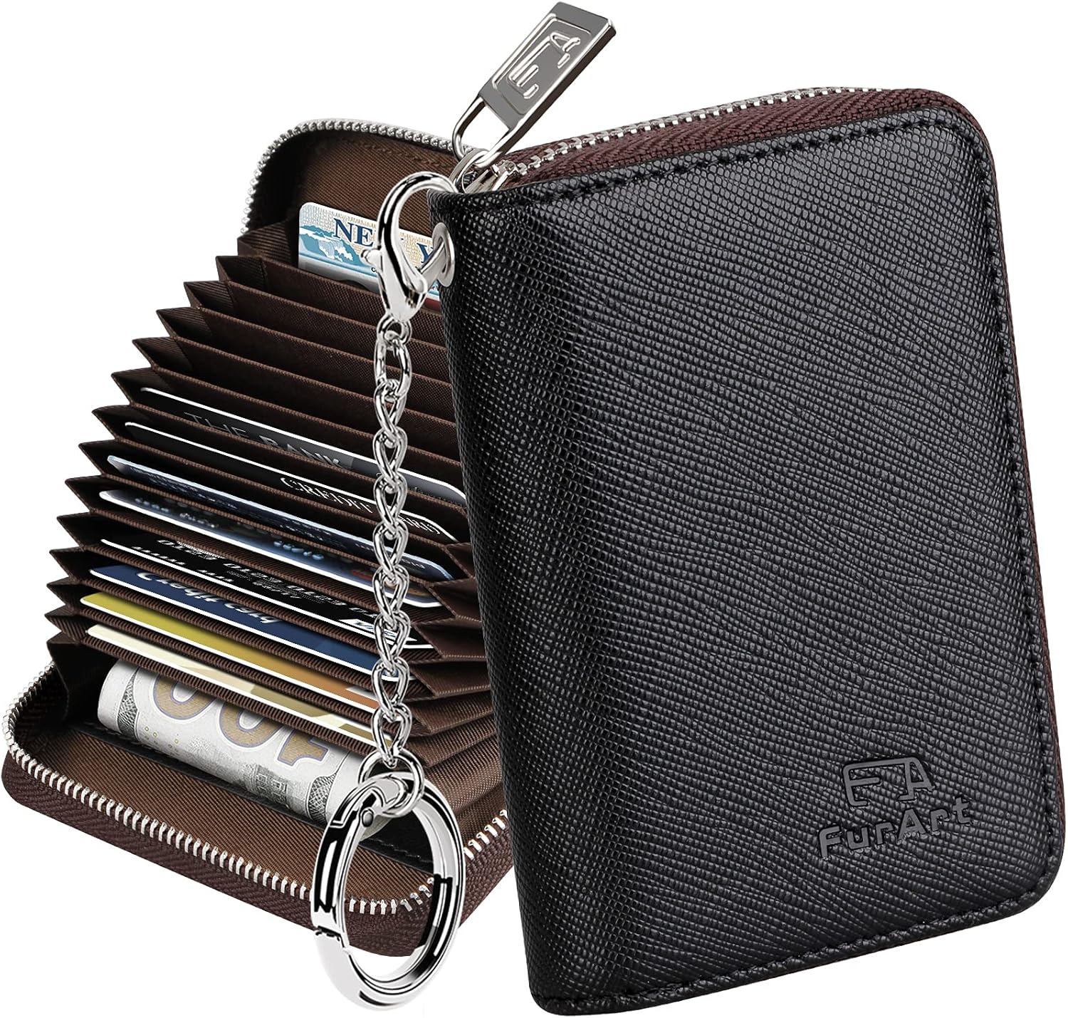 FurArt Credit Card Wallet, Zipper Card Cases Holder for Men Women, RFID Blocking...