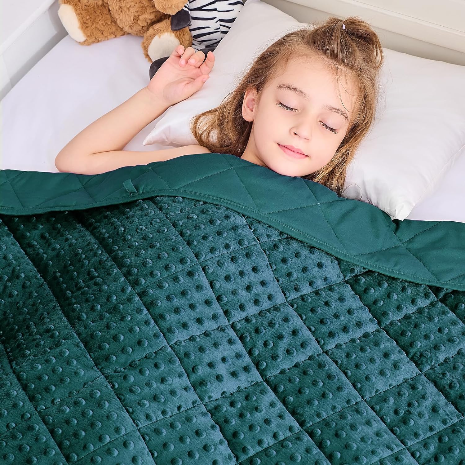 yescool Kids Weighted Blanket 7 lb Green Minky Plush Heavy Blanket 40 * 60in 40*...