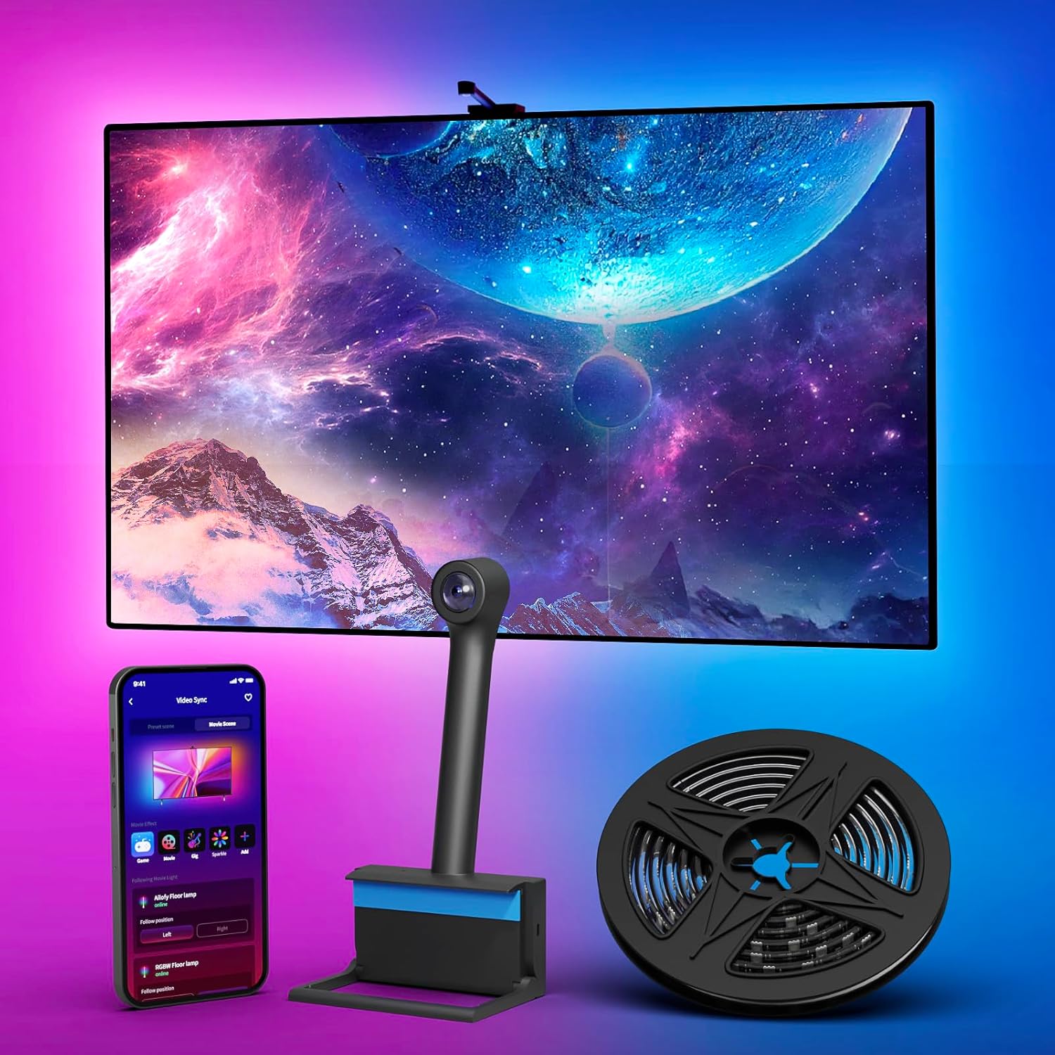 Ailofy Smart TV LED Backlight with Camera for TV 75-85 inch TV, 16.4ft LED Strip...
