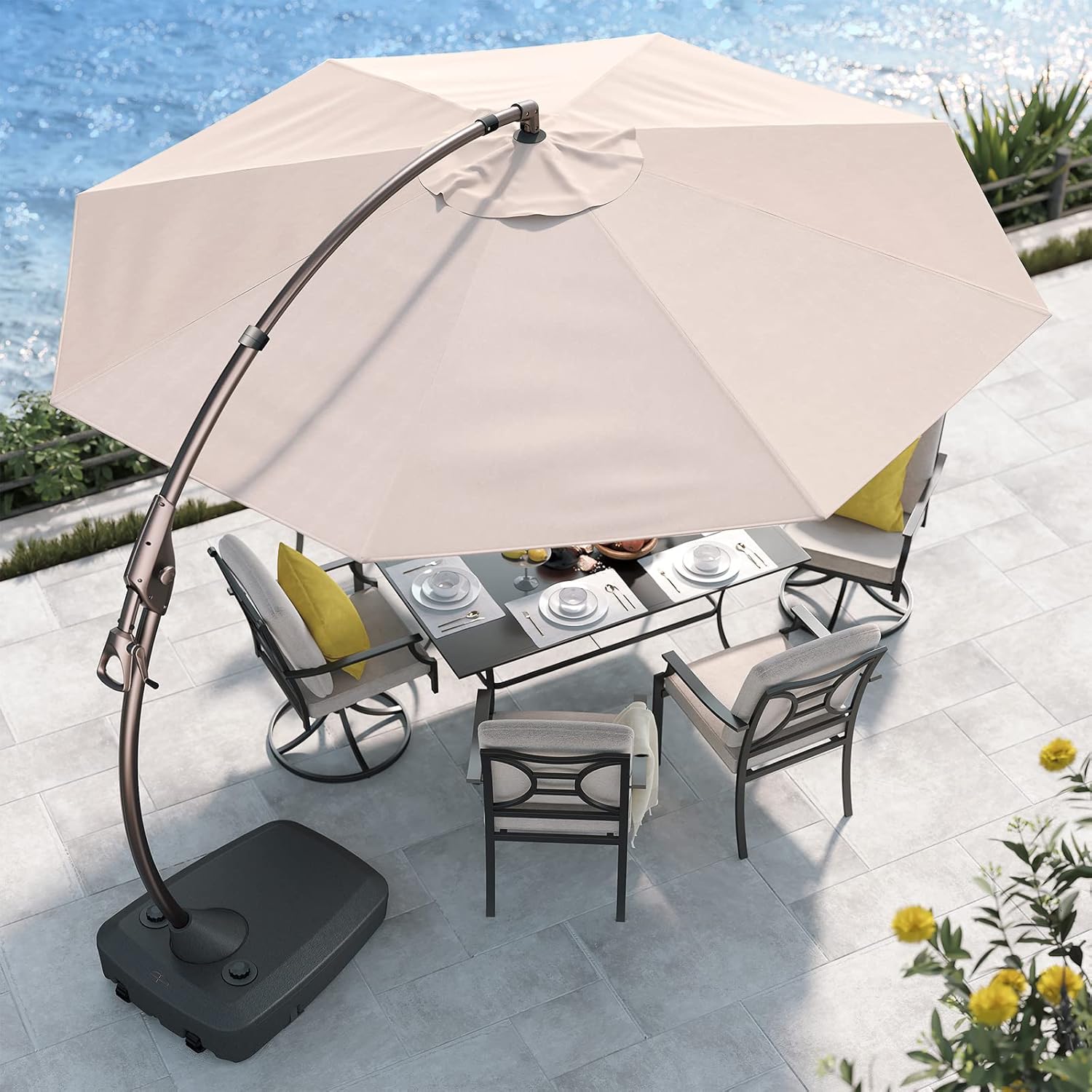 Grand patio 12FT Outdoor Offset Umbrella Large Round Aluminum Cantilever Umbrell...