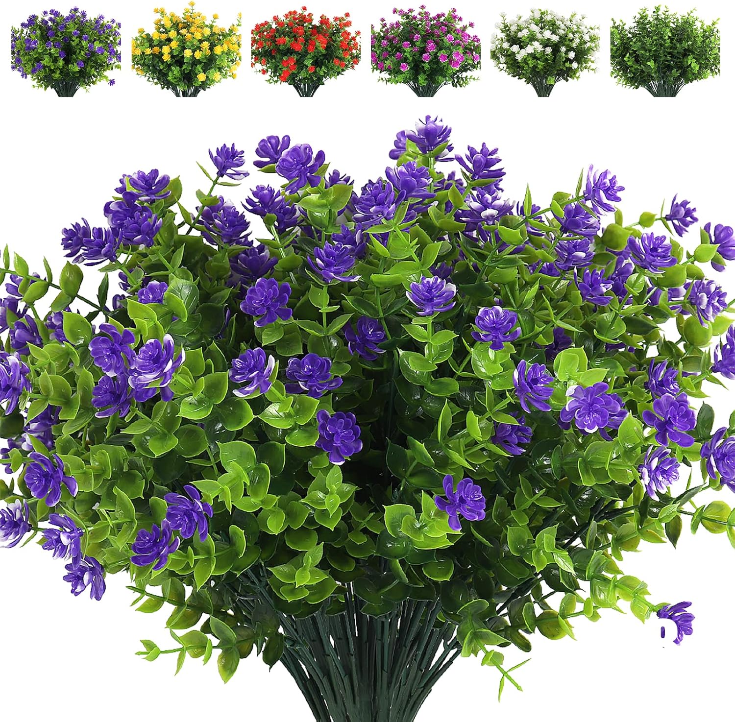 RECUTMS Artificial Flowers Outdoor Plastic 8 Branches Faux Plastic Corn-Flower G...