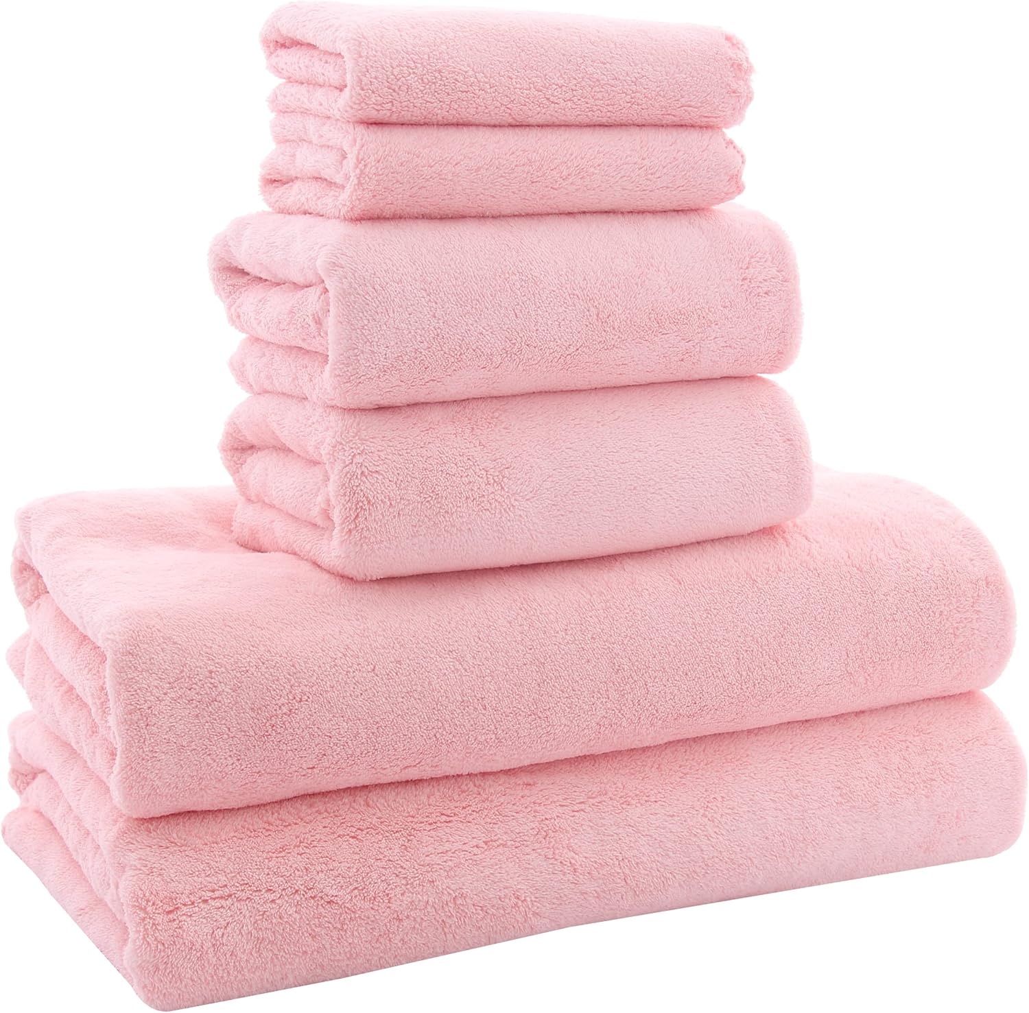 MOONQUEEN Ultra Soft Towel Set - Quick Drying - 2 Bath Towels 2 Hand Towels 2 Wa...